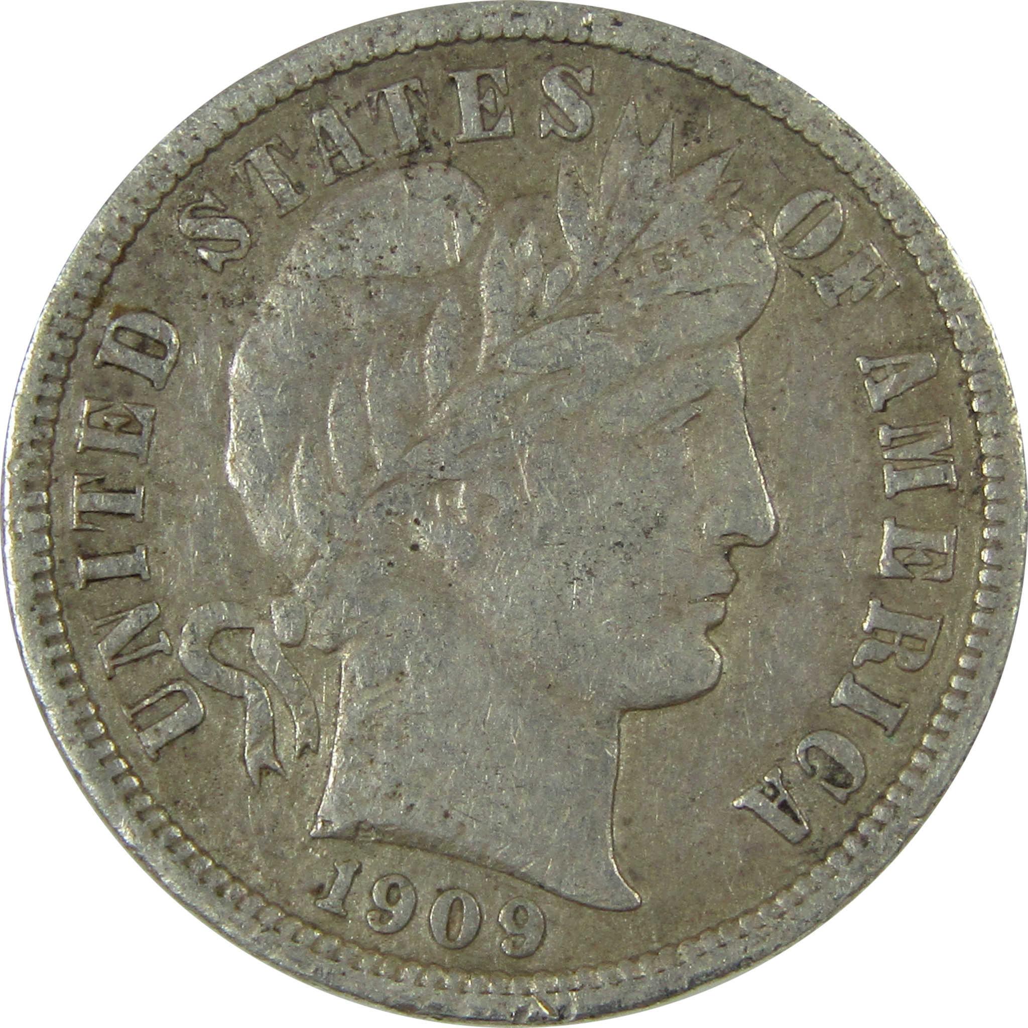1909 Barber Silver Dime VF Very Fine Details 10c Coin SKU:CP1020