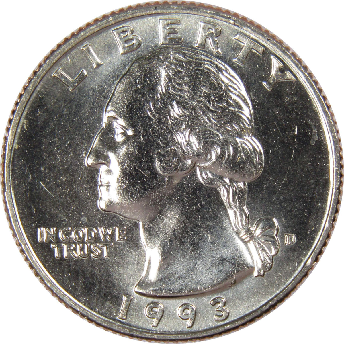 1993 D Washington Quarter Clad Uncirculated Mint State 25c Coin