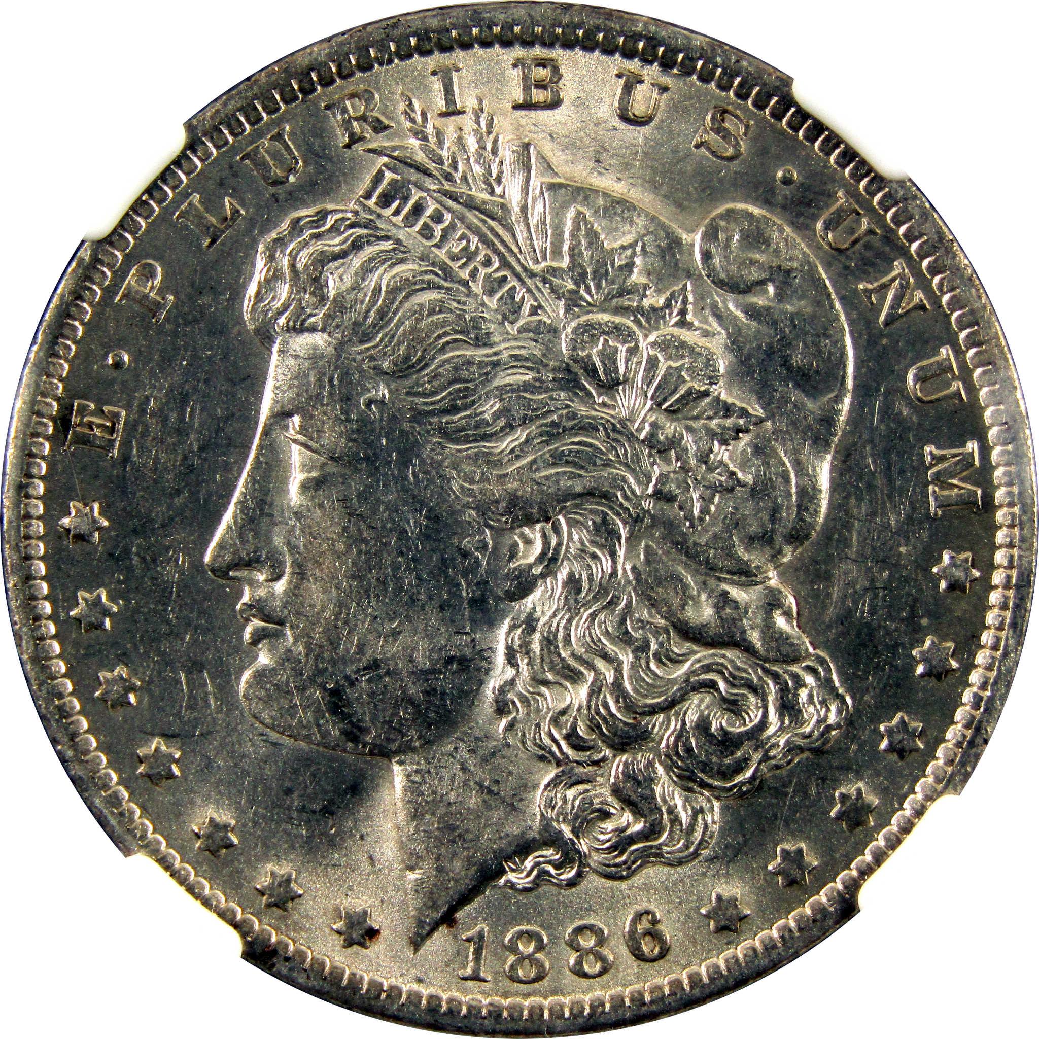 1886 O Morgan Dollar AU 58 NGC 90% Silver $1 Coin SKU:I10675 - Morgan coin - Morgan silver dollar - Morgan silver dollar for sale - Profile Coins & Collectibles