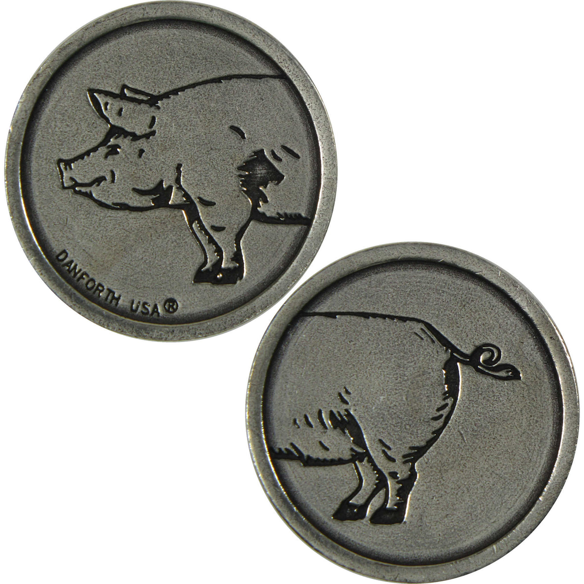 Pig Heads & Tails Pewter Pocket Coin