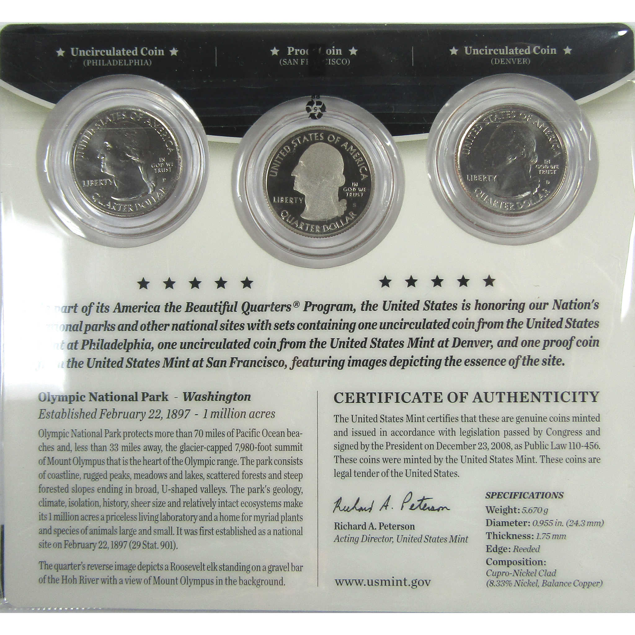 2011 Olympic America the Beautiful Quarters 3-Coin Set SKU:CPC9003