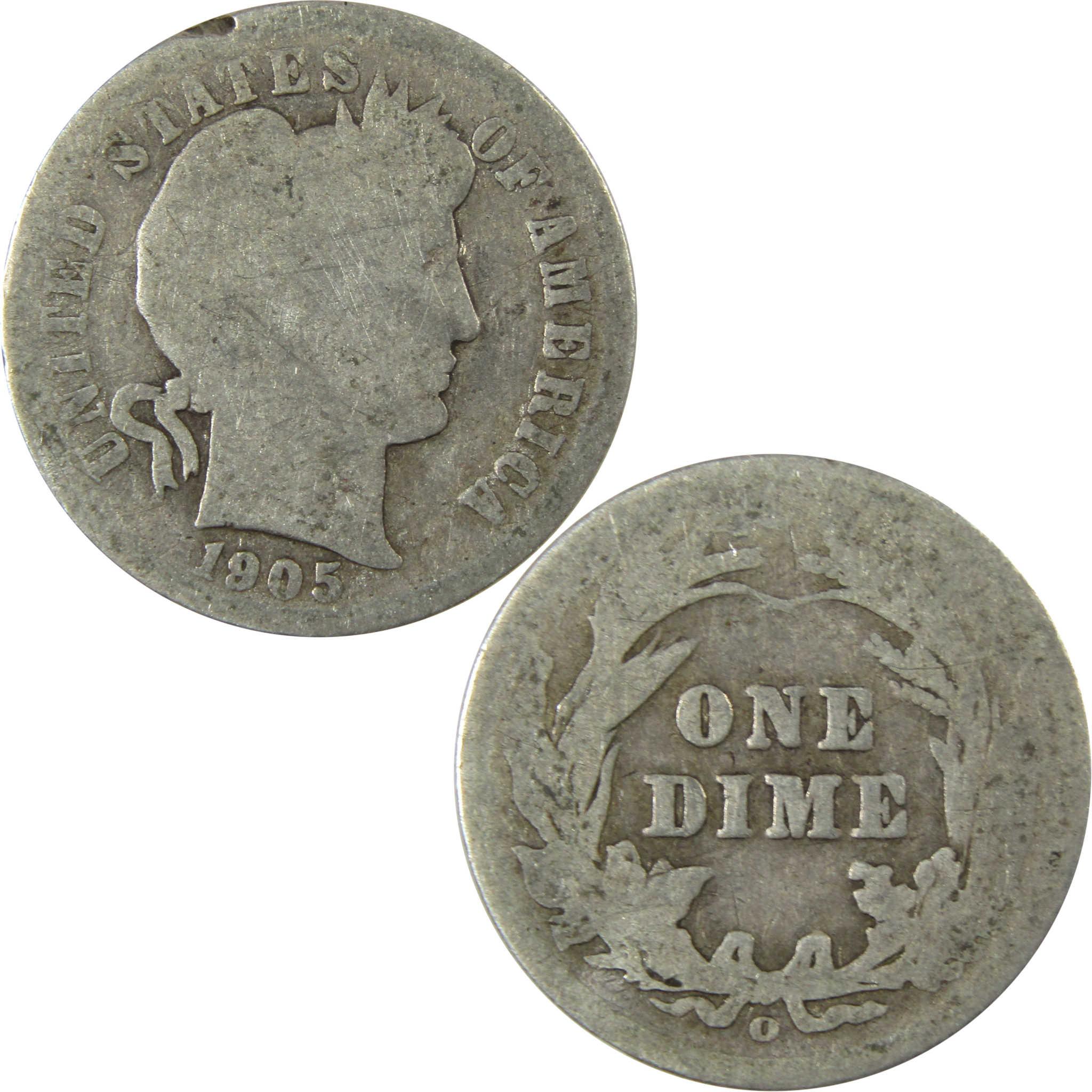 1905 O Micro O Barber Silver Dime AG About Good Details SKU:I26621