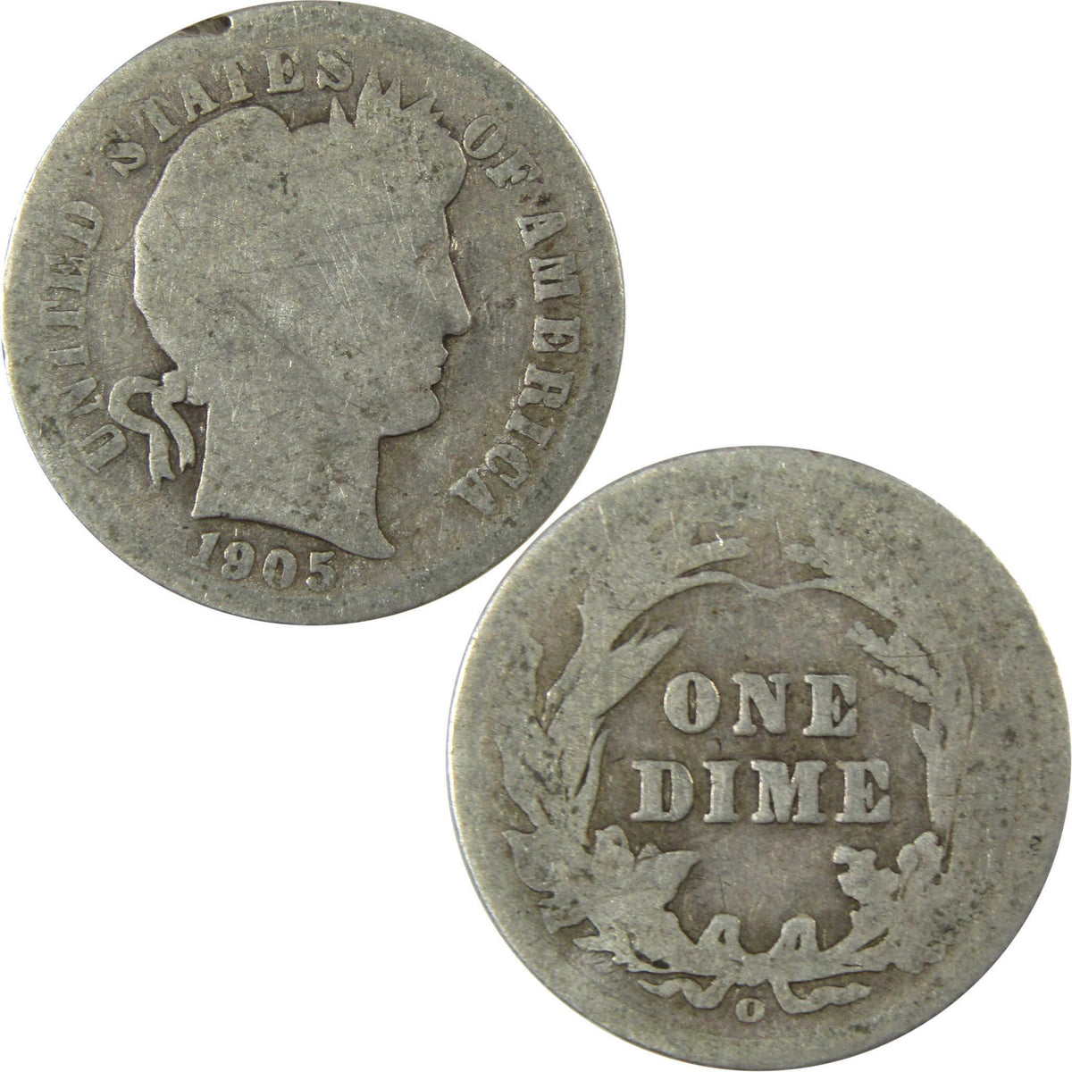 1905 O Micro O Barber Silver Dime AG About Good Details SKU:I26621