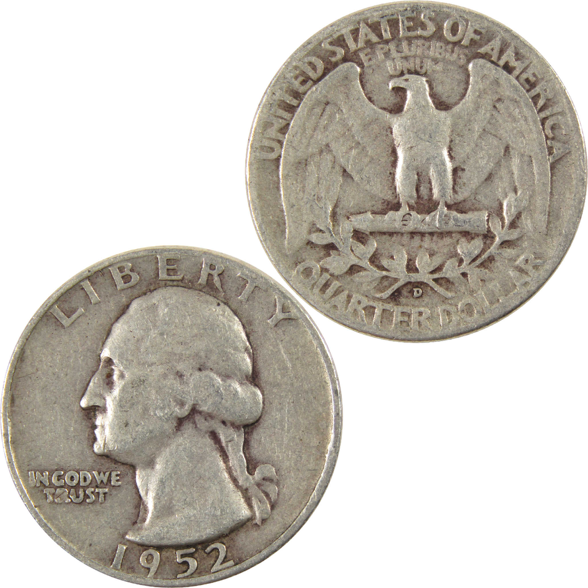 1952 D Washington Quarter VG Very Good Silver 25c Coin