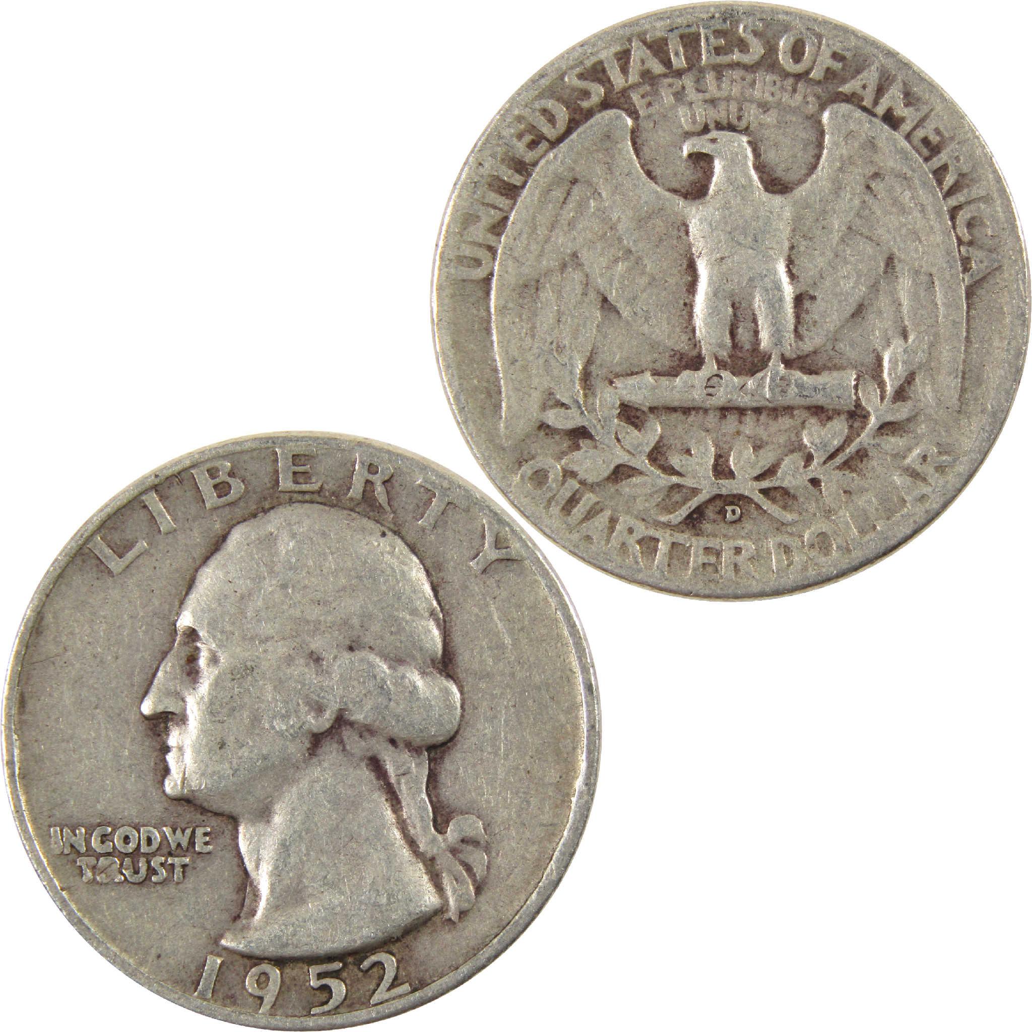 1952 D Washington Quarter VG Very Good Silver 25c Coin