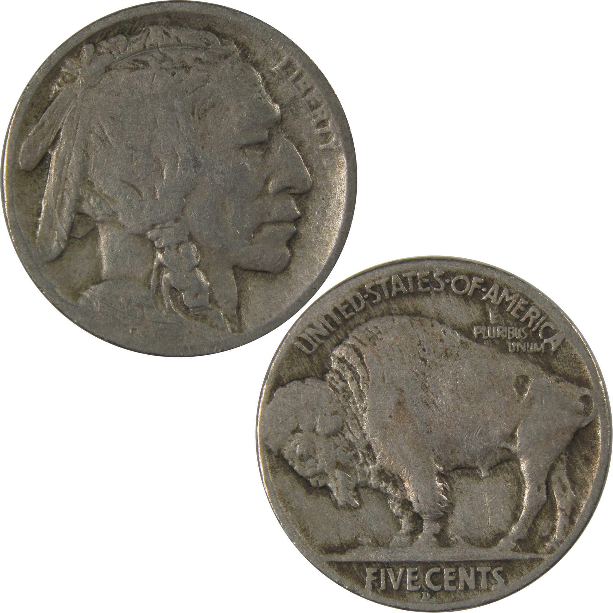 1913 D Type 2 Indian Head Buffalo Nickel VG Very Good SKU:I23982
