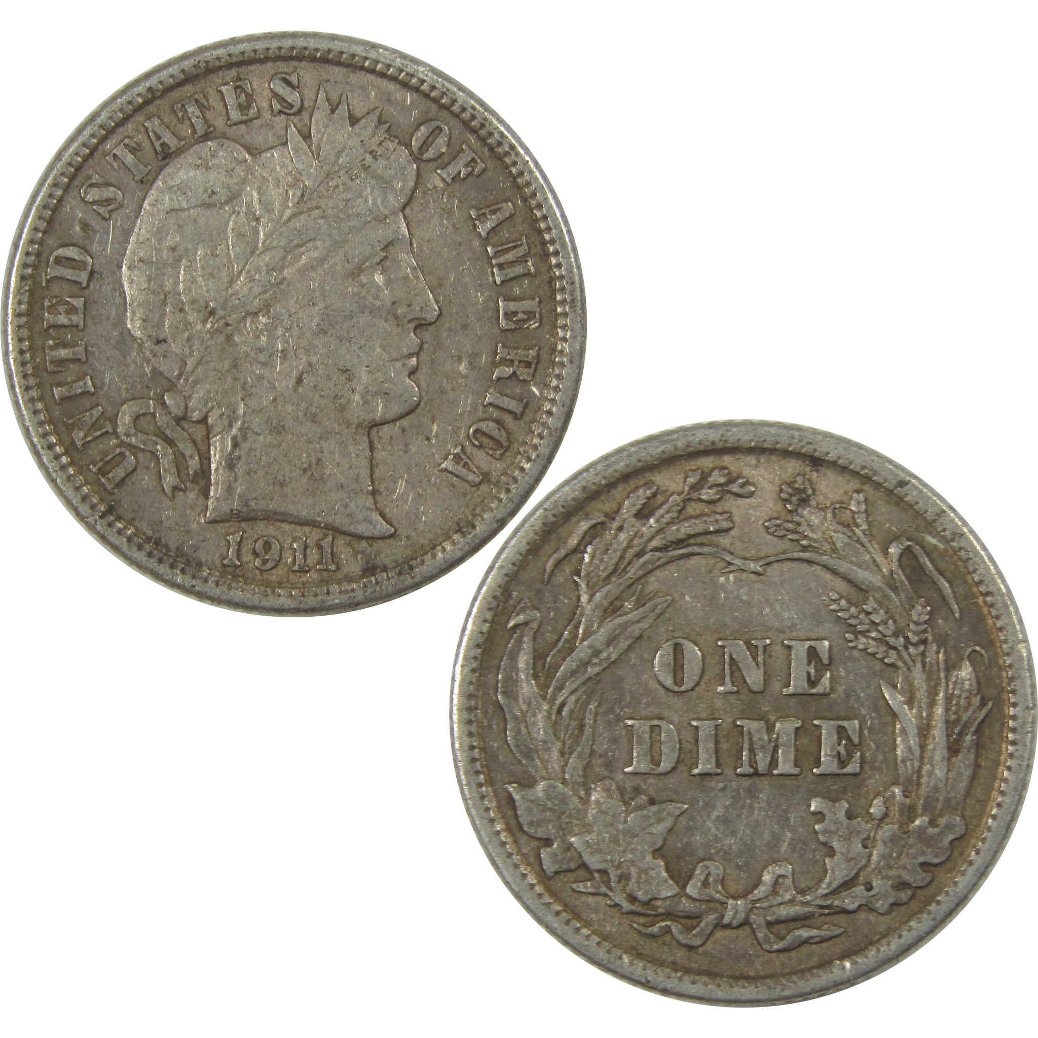 1911 Barber Dime XF EF Extremely Fine Details Silver SKU:I20662