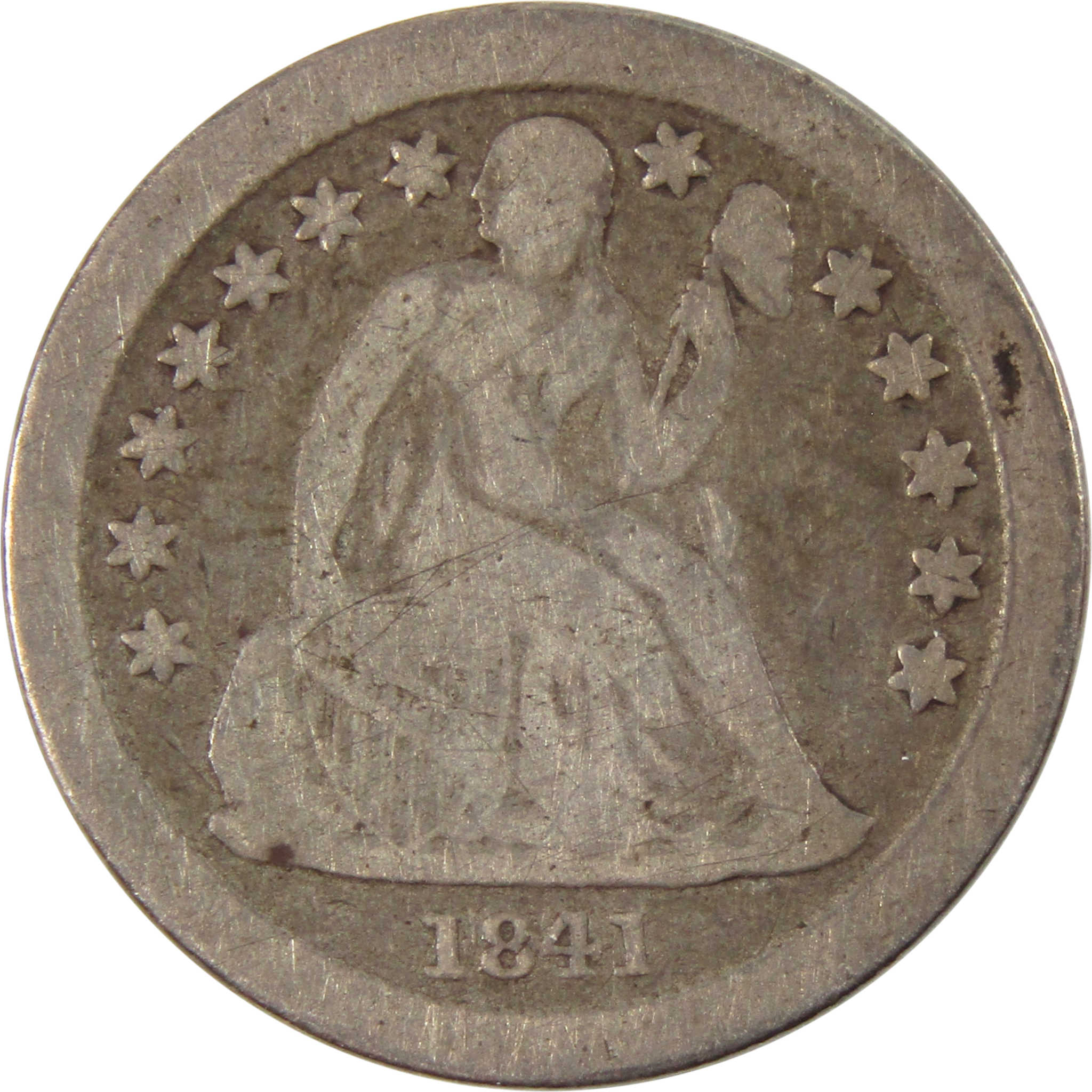 1841 Seated Liberty Dime VG Very Good 90% Silver 10c Coin SKU:I10067