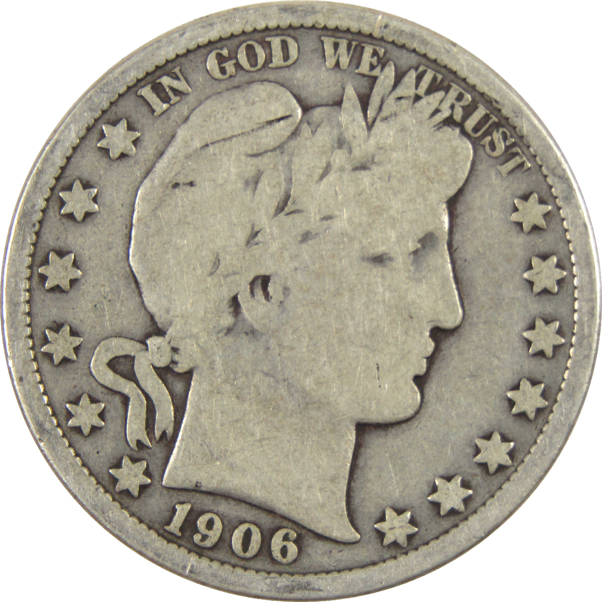 1906 Barber Half Dollar G Good Silver 50c Coin