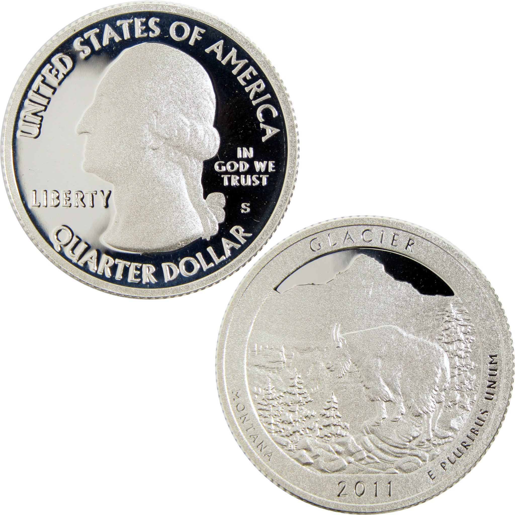2011 Glacier National Park quarter, collectible US coin with mountain goat and George Washington profile