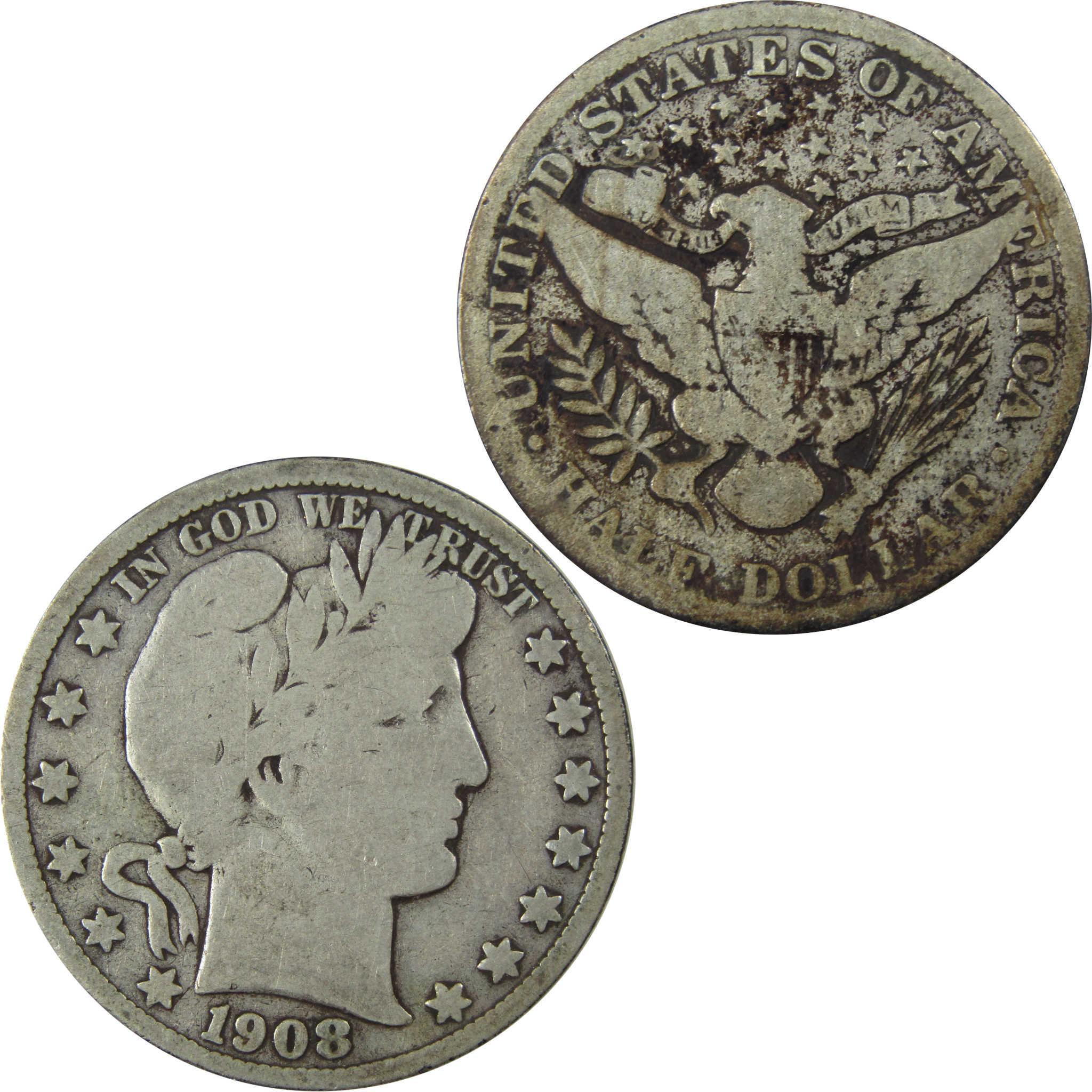 1908 S Barber Silver Half Dollar VG Very Good 50c Coin SKU:I25973
