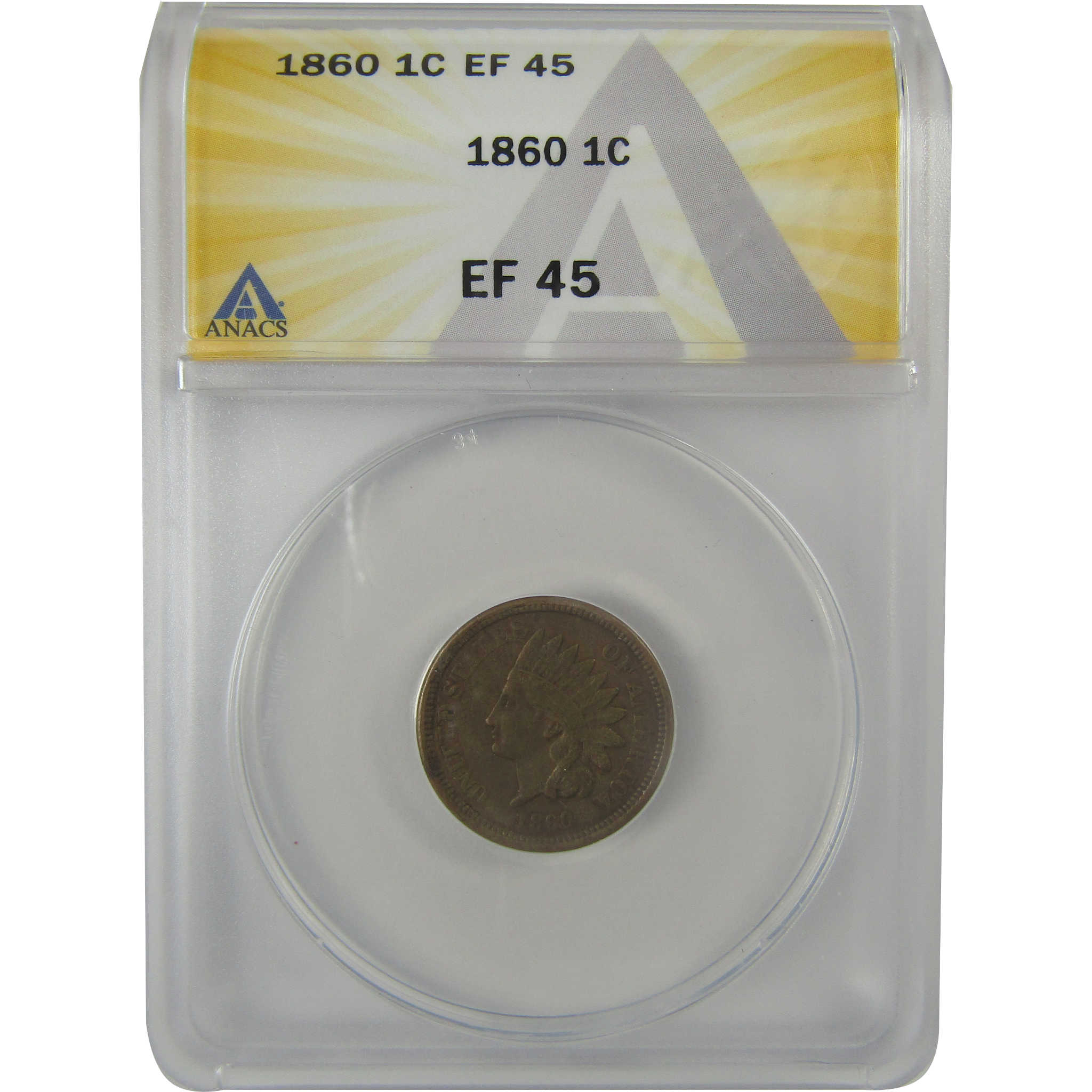 1860 Indian Head Cent EF 45 ANACS Penny 1c Coin SKU:I21962