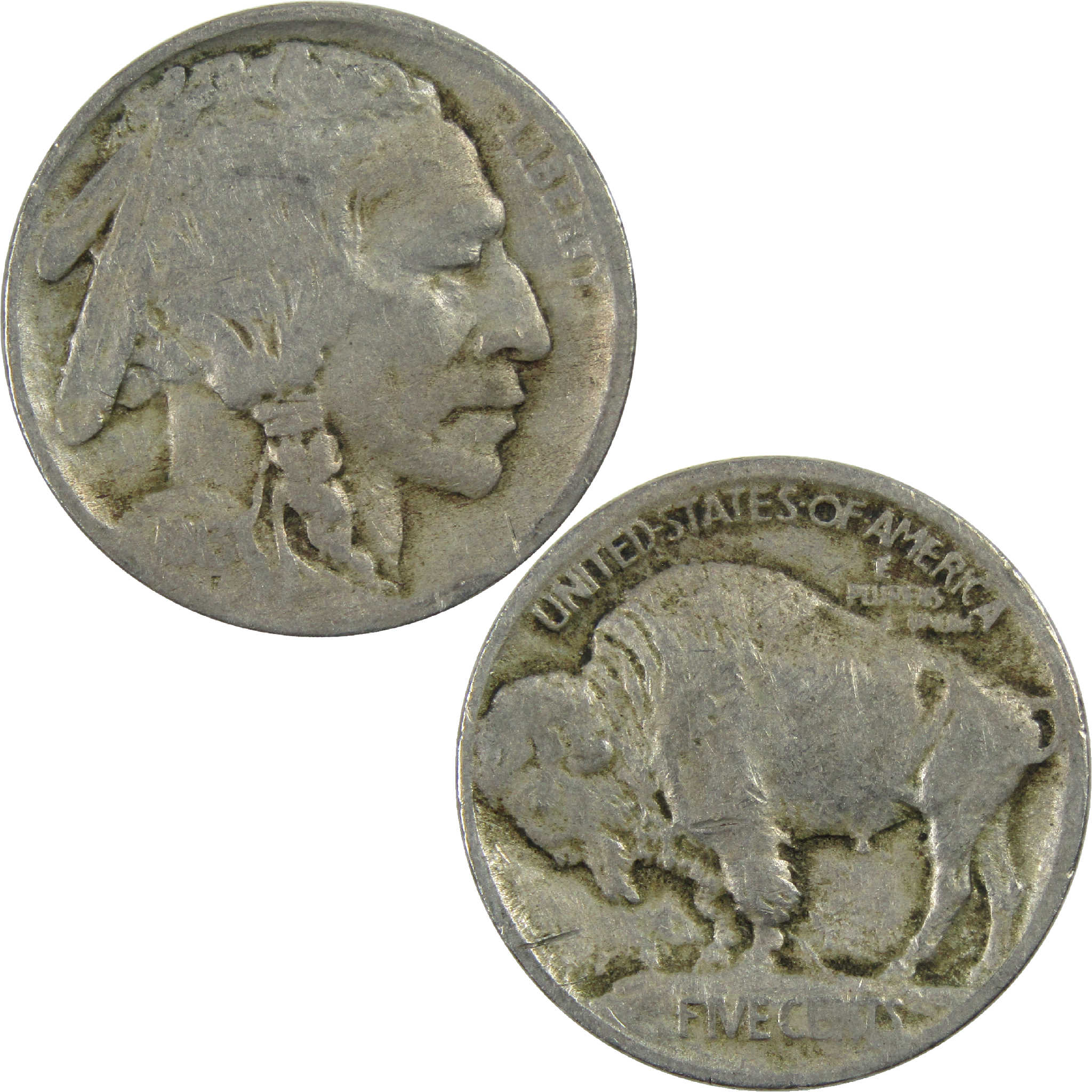 1913 Type 1 Indian Head Buffalo Nickel F Fine 5c Coin SKU:I12597