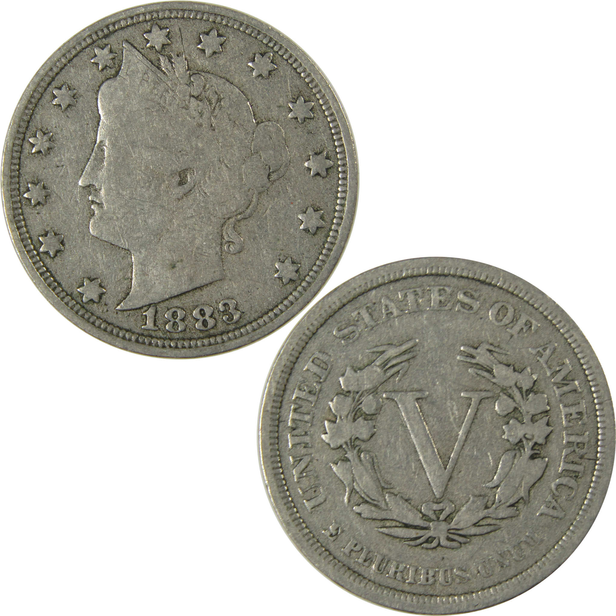 1883 No Cents Liberty Head V Nickel F Fine 5c Coin SKU:I26505