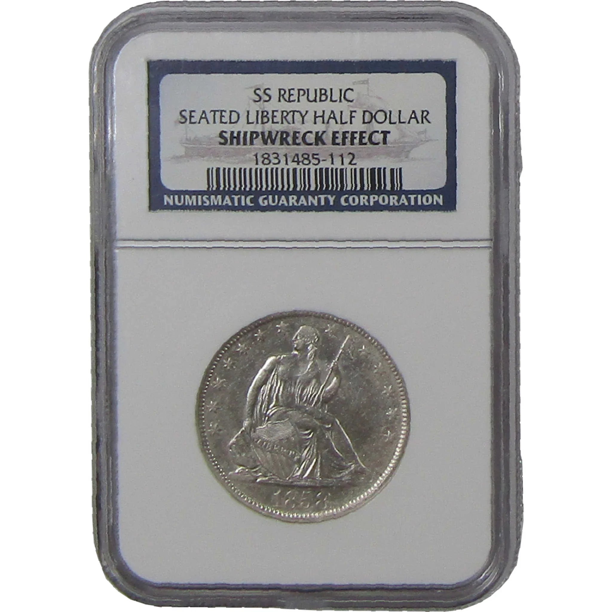 1858 O Seated Liberty Silver Half Dollar NGC SS Republic Shipwreck