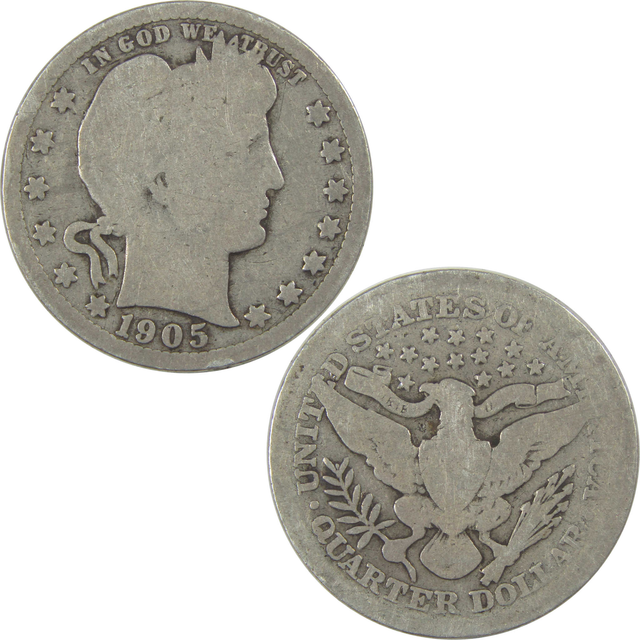 1905 Barber Quarter AG About Good Silver 25c Coin SKU:I21811