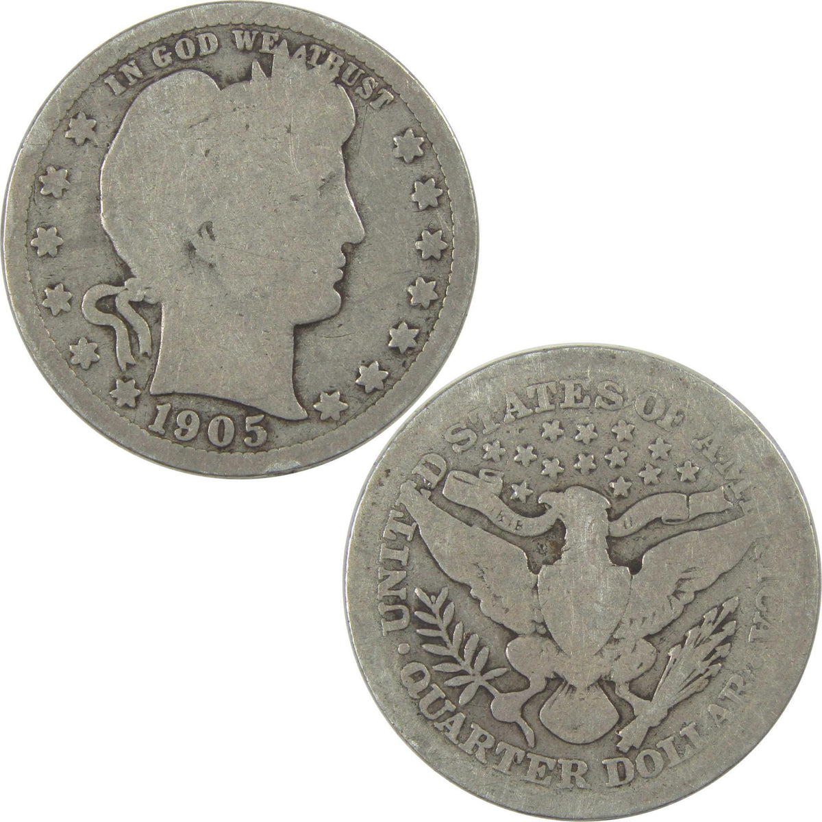 1905 Barber Quarter AG About Good Silver 25c Coin SKU:I21811