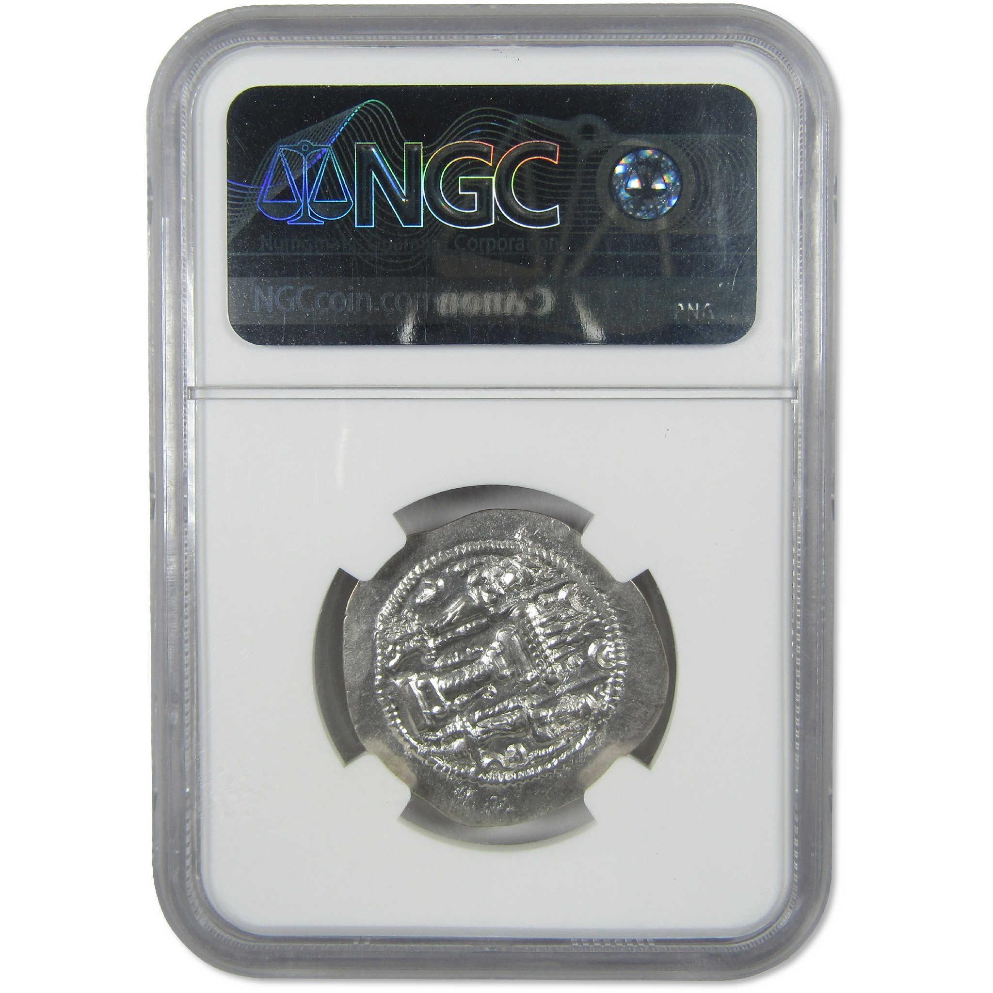 399-420 AD Yazdard I Sasanian Empire Silver Drachm CH AU NGC Ancient