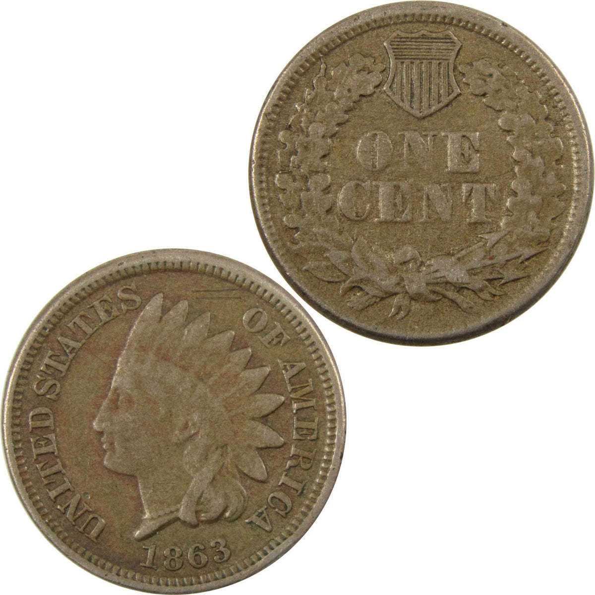 1863 Indian Head Cent VG Very Good Penny 1c Coin SKU:CP1132