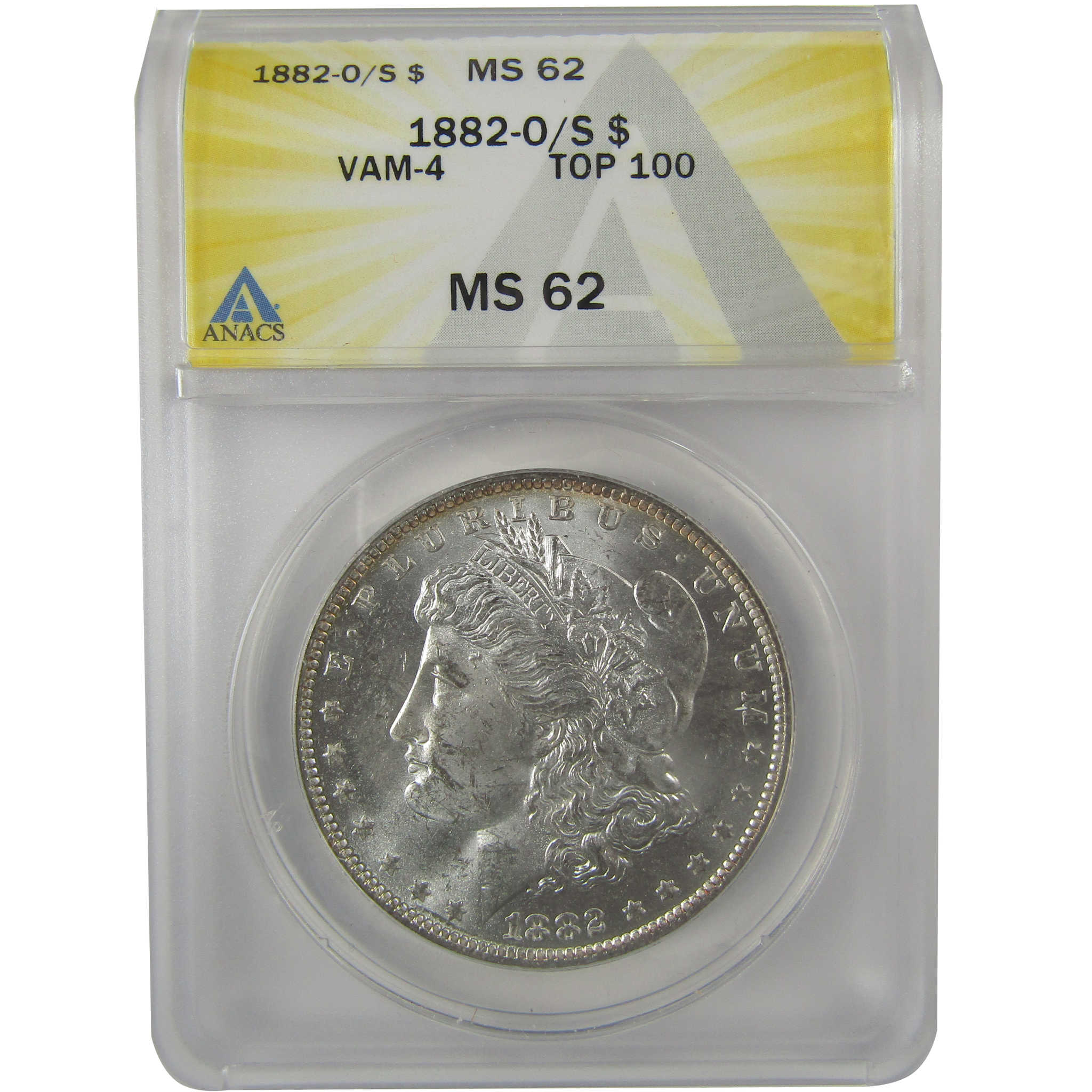 1882 O/S VAM-4 Recessed Top 100 Morgan Dollar MS 62 ANACS SKU:I21949 - Morgan coin - Morgan silver dollar - Morgan silver dollar for sale - Profile Coins & Collectibles