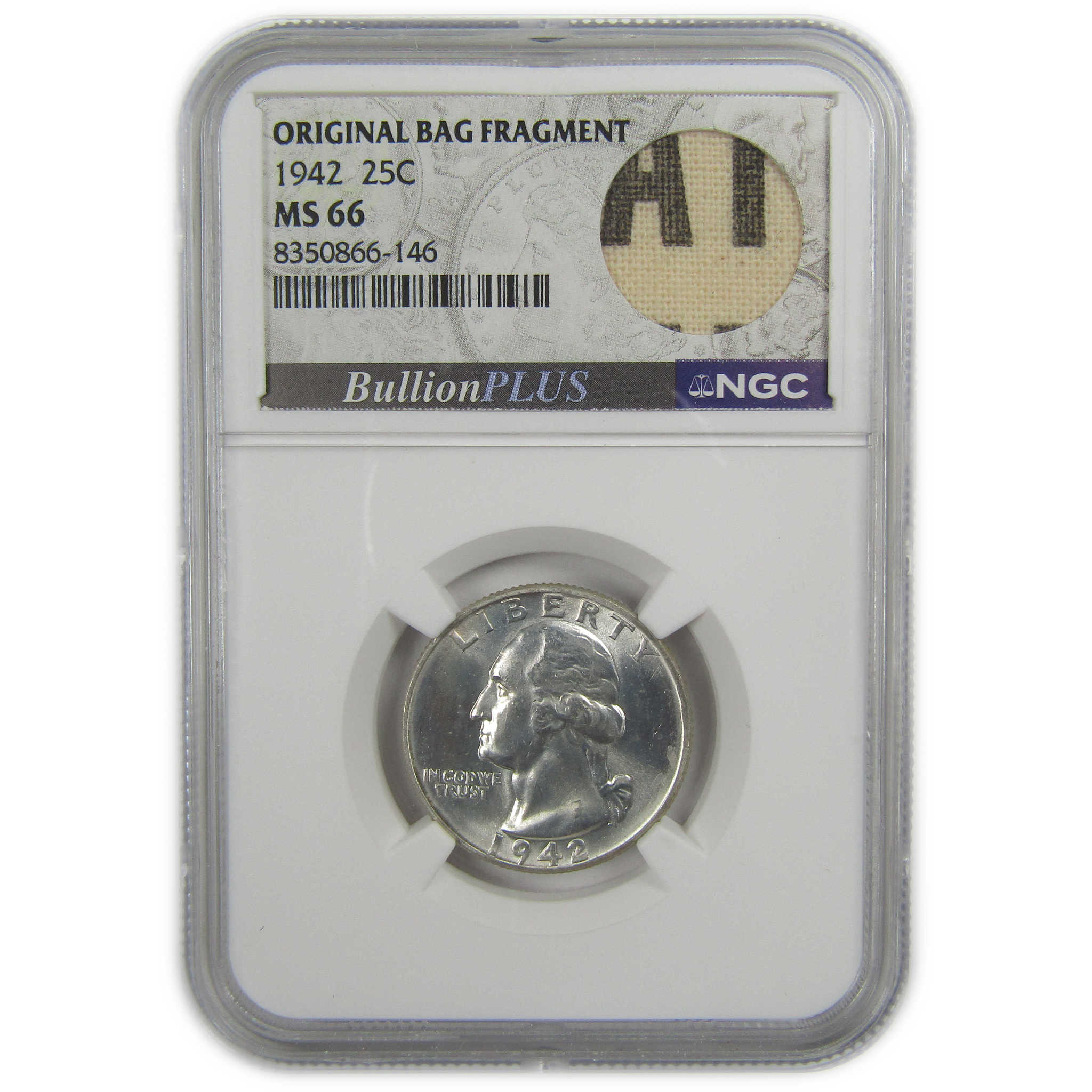 1942 Washington Quarter MS 66 NGC Silver Bag Fragment SKU:I20491