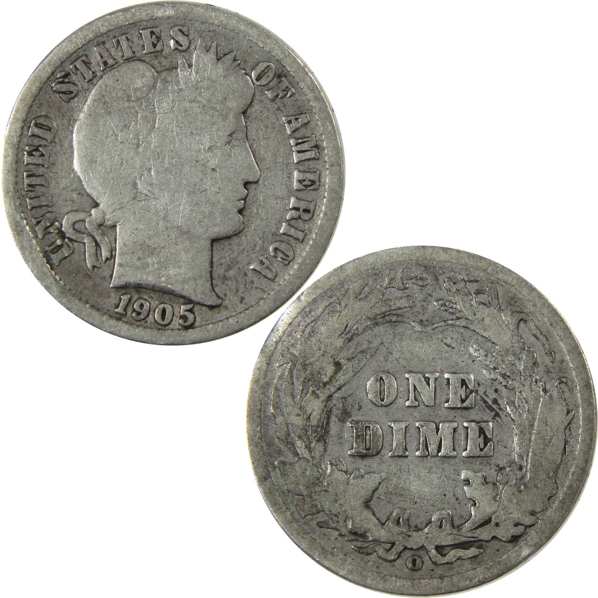 1905 O Micro O Barber Silver Dime G Good Details 10c Coin SKU:I26631