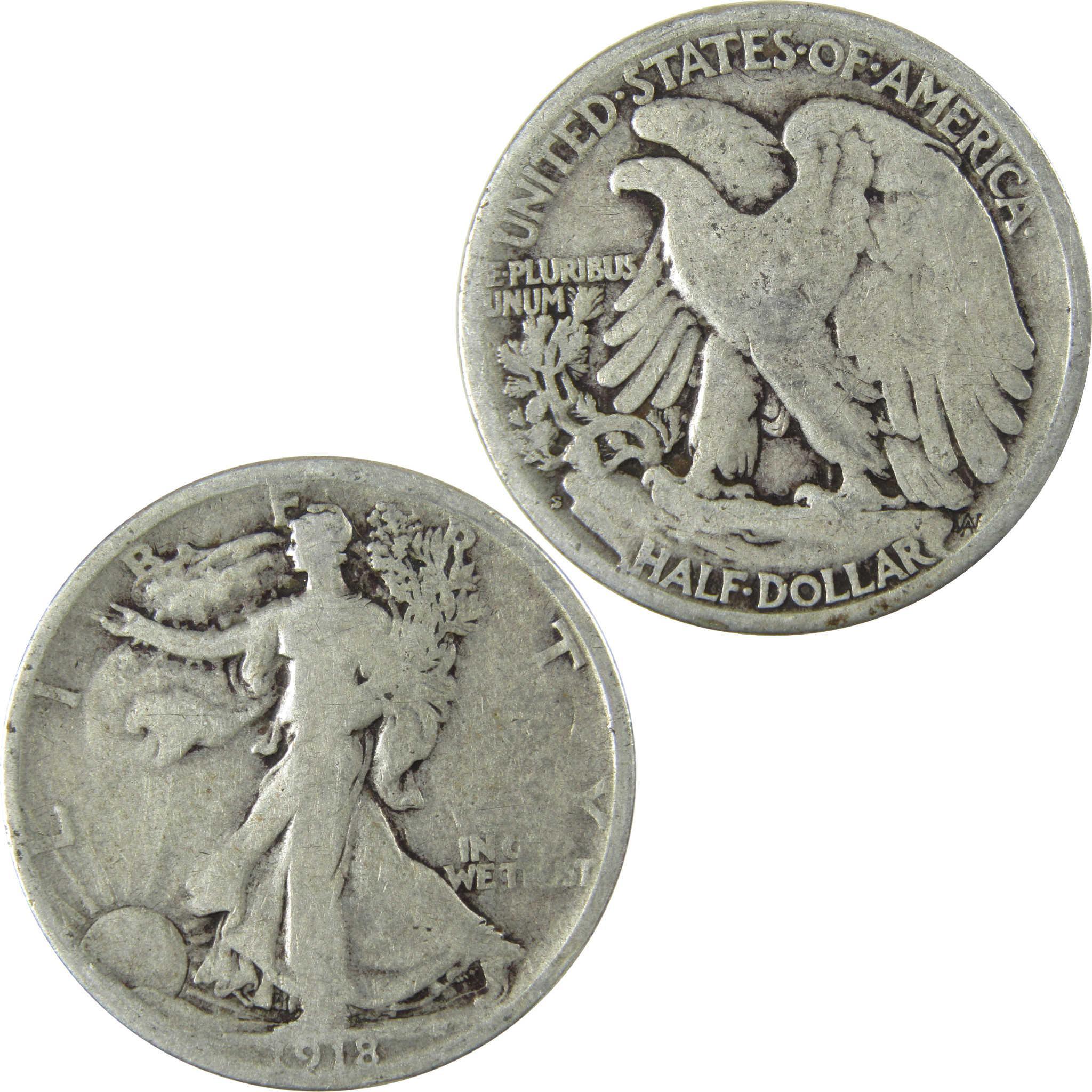 1918 S Liberty Walking Silver Half Dollar G Good 50c Coin SKU:CP519