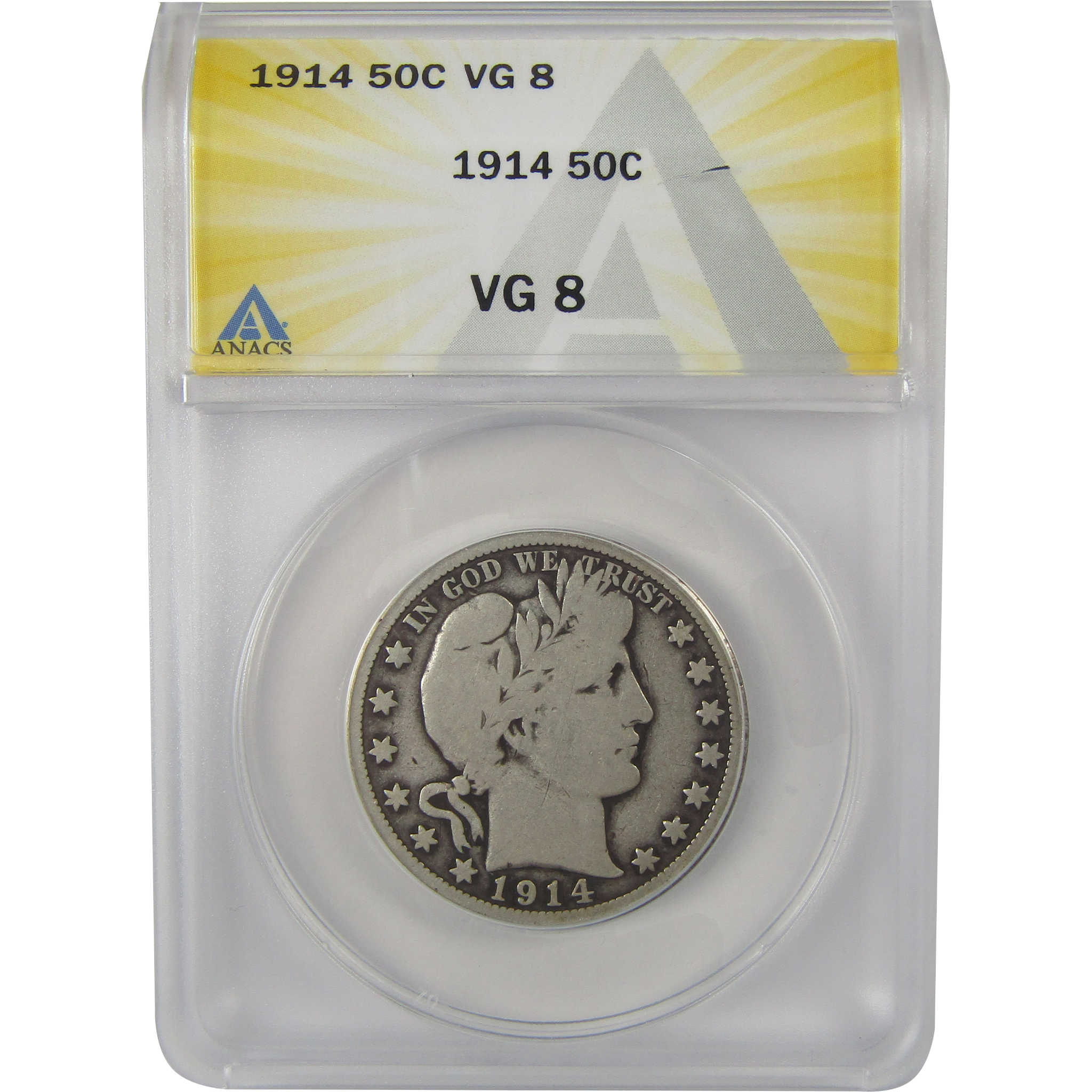 1914 Barber Half Dollar VG 8 ANACS Silver 50c Coin SKU:I22234