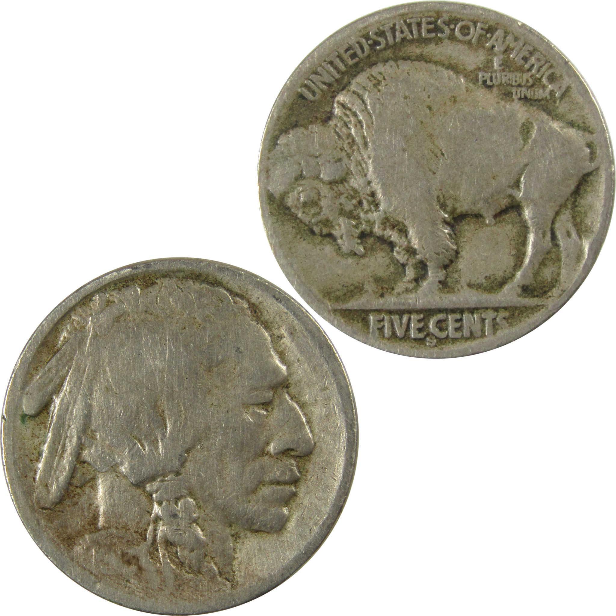 1913 S Type 2 Indian Head Buffalo Nickel F Fine 5c Coin SKU:CP734