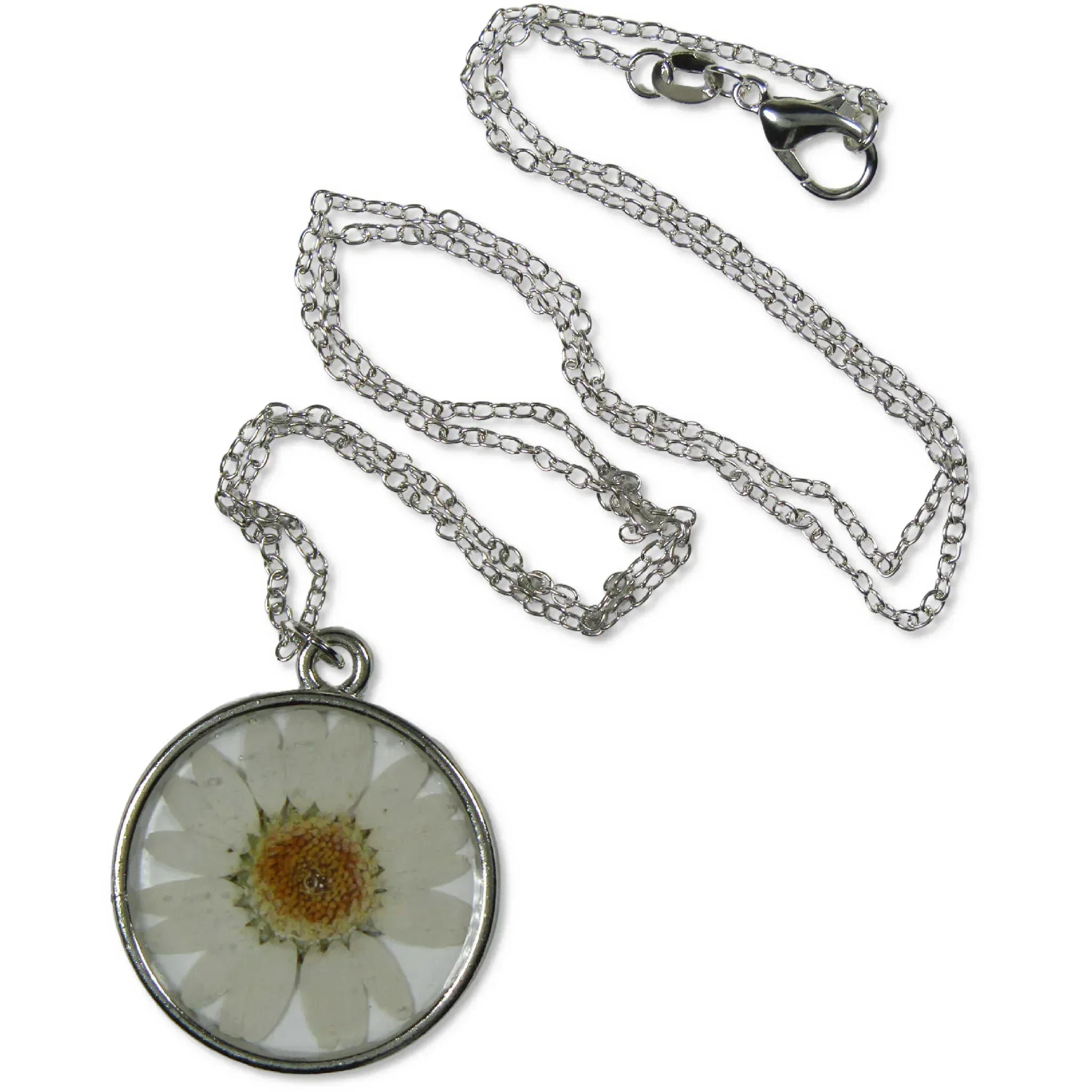 Daisy Floral Resin Necklace with Chain