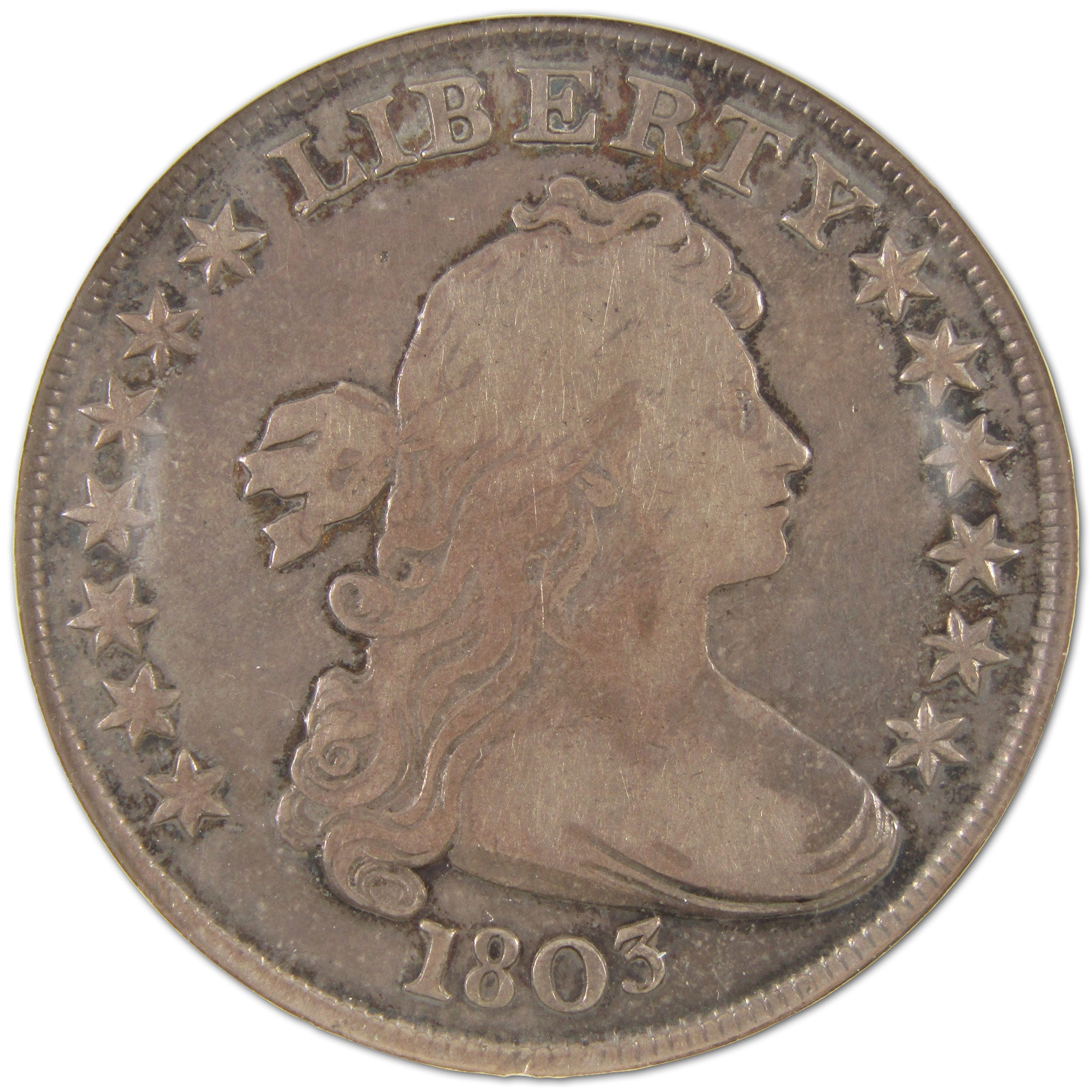 1803 Small 3 B-5 Draped Bust Dollar F 12 ANACS Silver $1 SKU:I10498