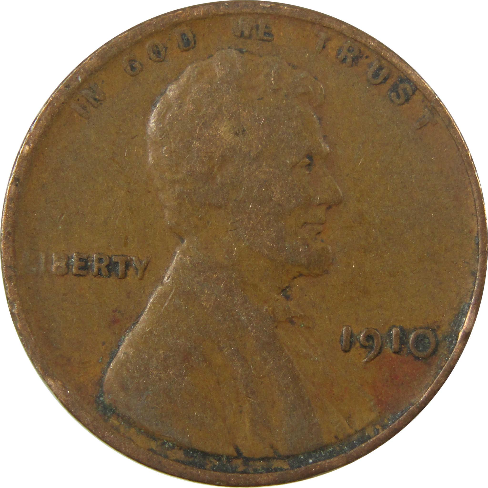 1910 Lincoln Wheat Cent F Fine Penny 1c Coin SKU:I26708