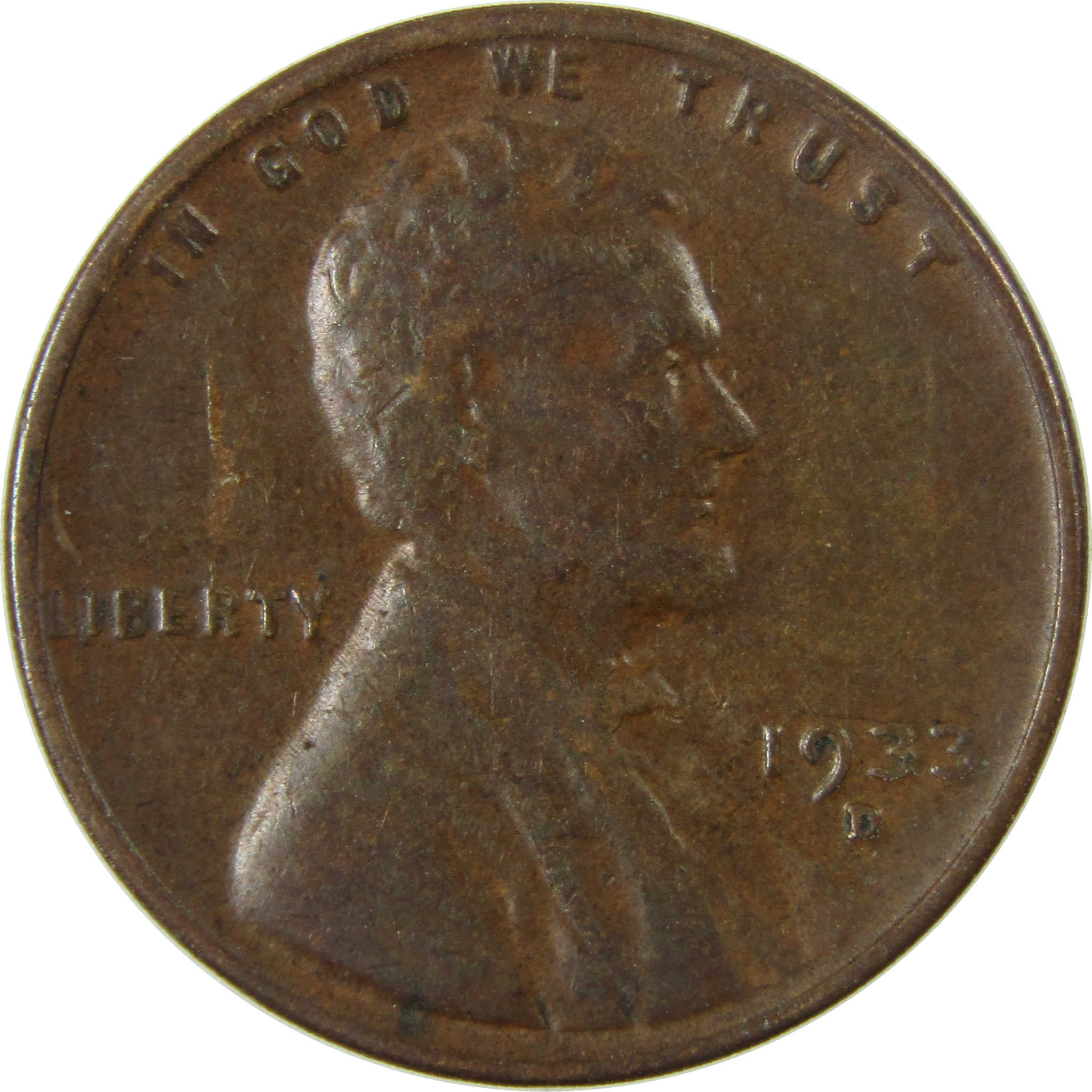 1933 D Lincoln Wheat Cent F Fine Details Penny 1c Coin SKU:I26849