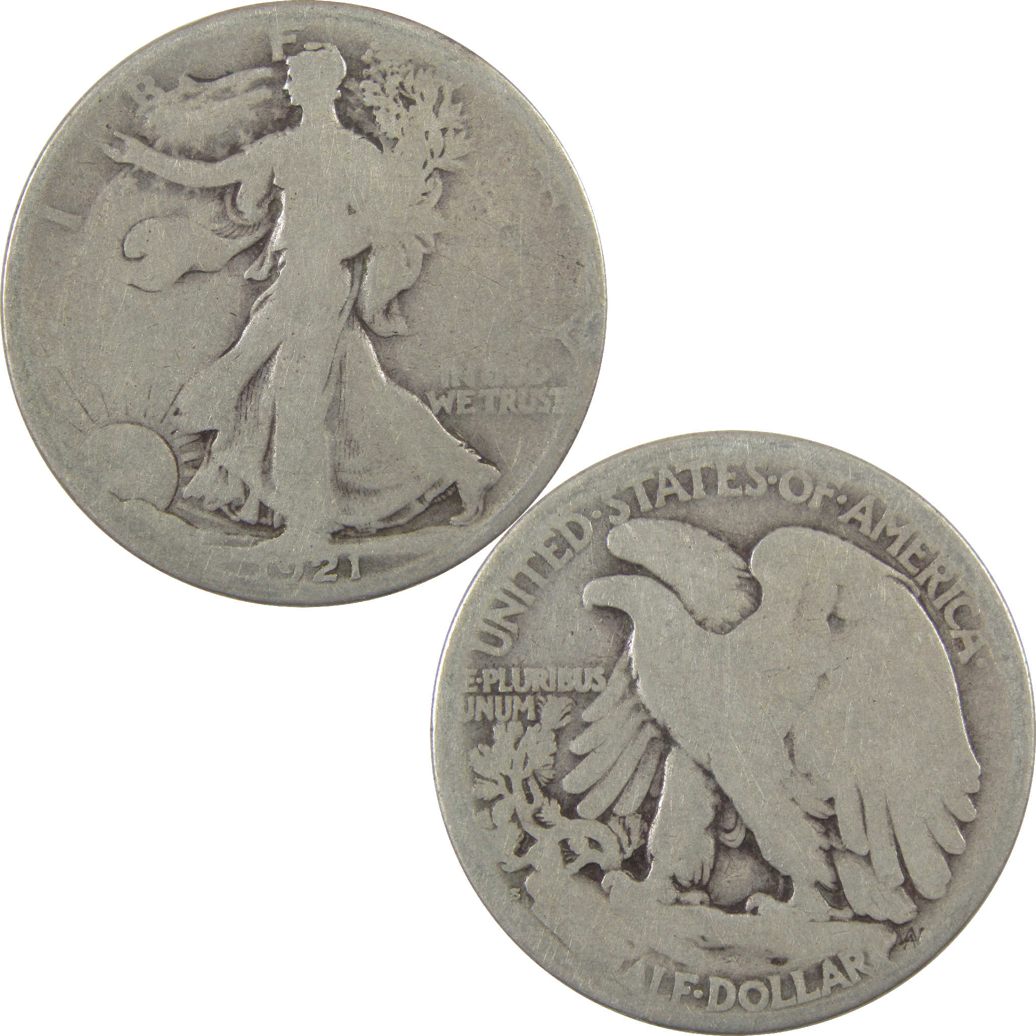 1921 S Liberty Walking Half Dollar G Good Silver 50c Coin SKU:I18825