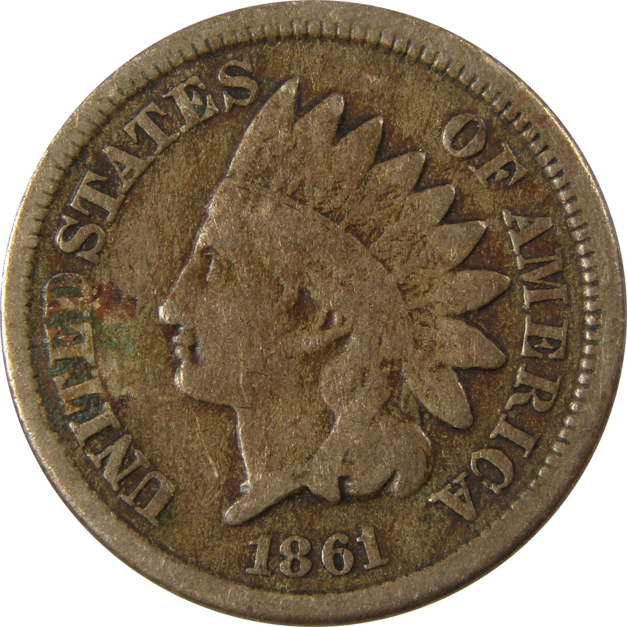 1861 Indian Head Cent VG Very Good Penny 1c Coin SKU:CP1170