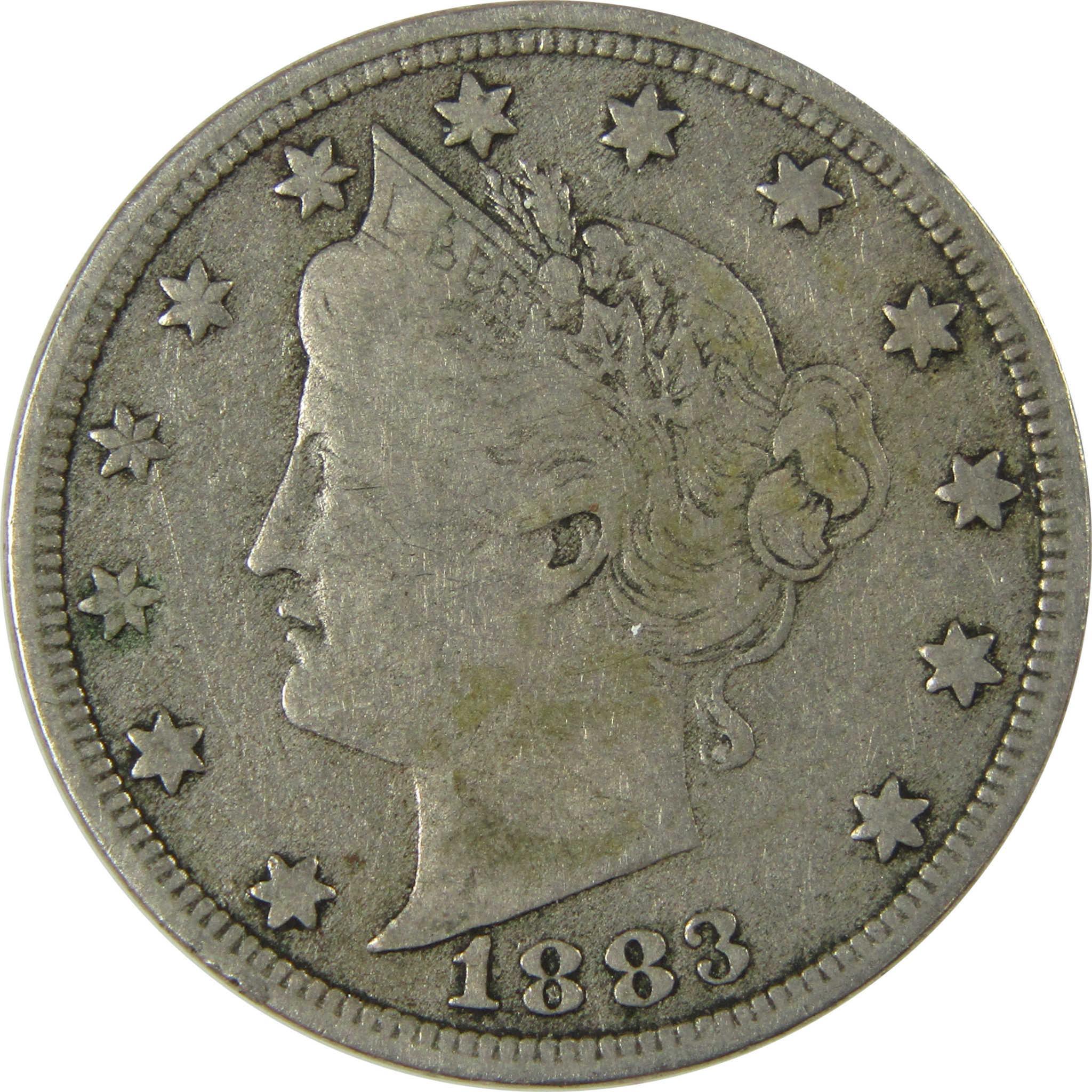 1883 No Cents Liberty Head V Nickel F Fine 5c Coin SKU:I26494