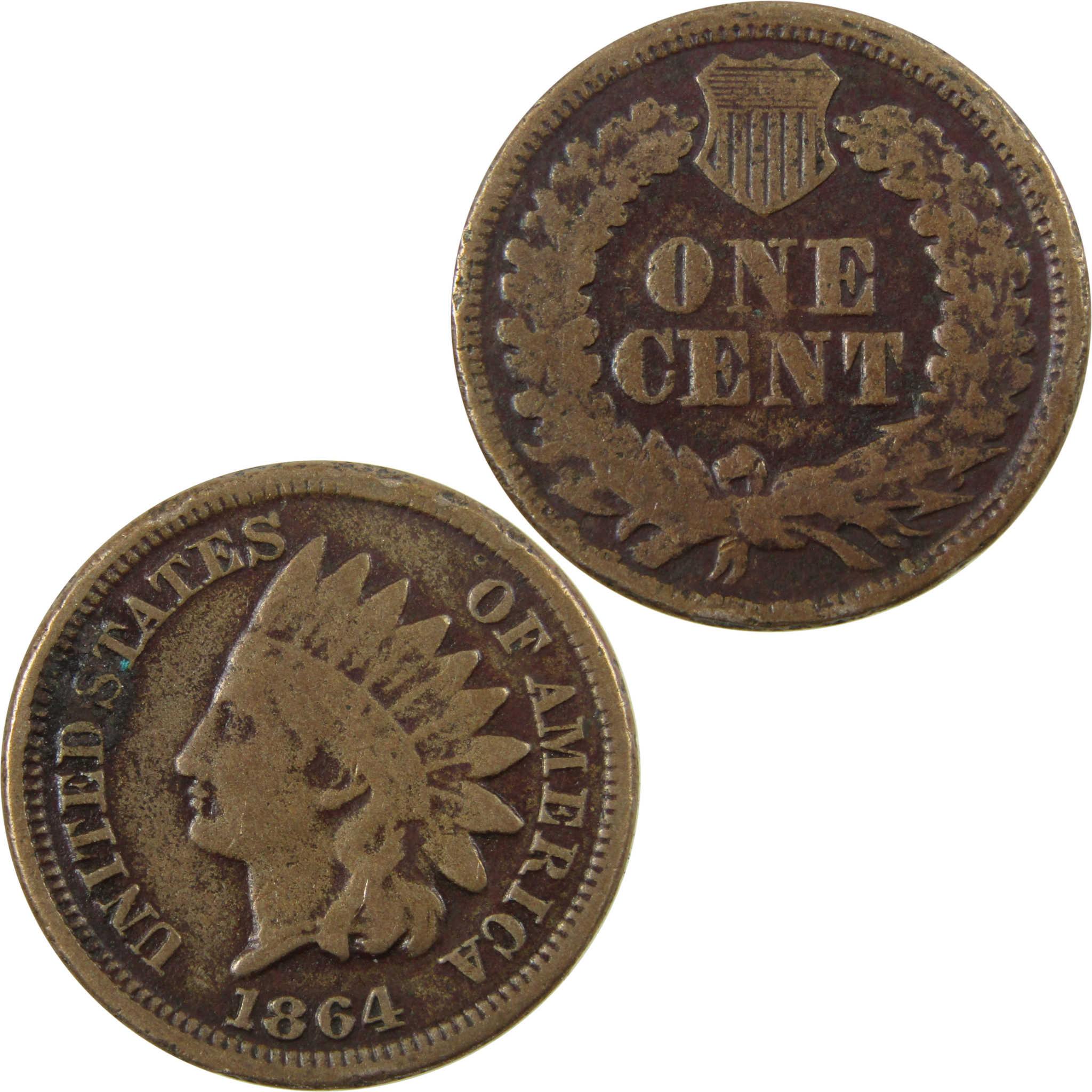 1864 Indian Head Copper-Nickel Cent VG Very Good Penny SKU:CP1127