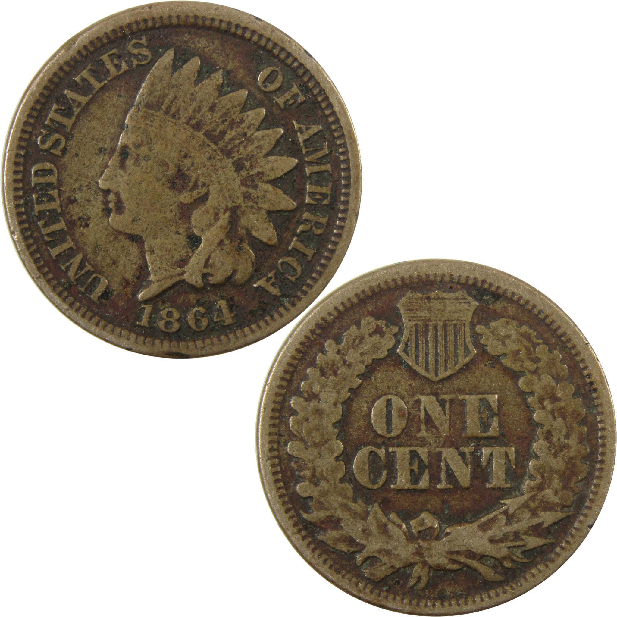 1864 Indian Head Copper-Nickel Cent VG Very Good Penny SKU:CP1126