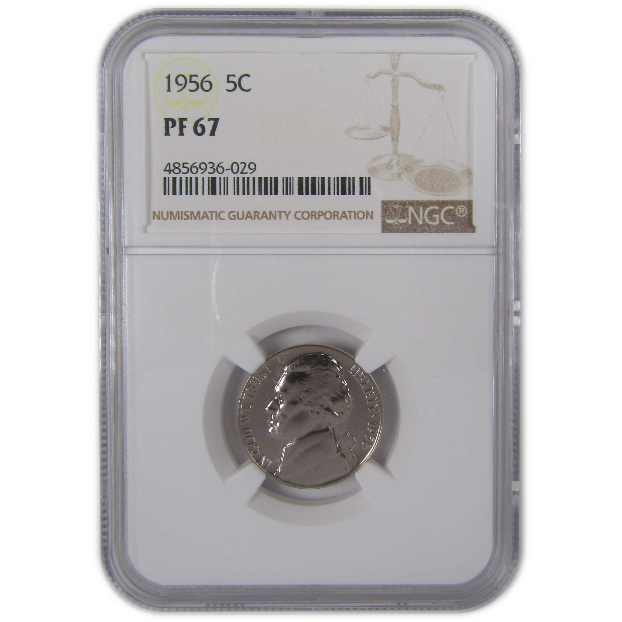 1956 Jefferson Nickel PF 67 NGC Proof 5c Coin SKU:CPC0132