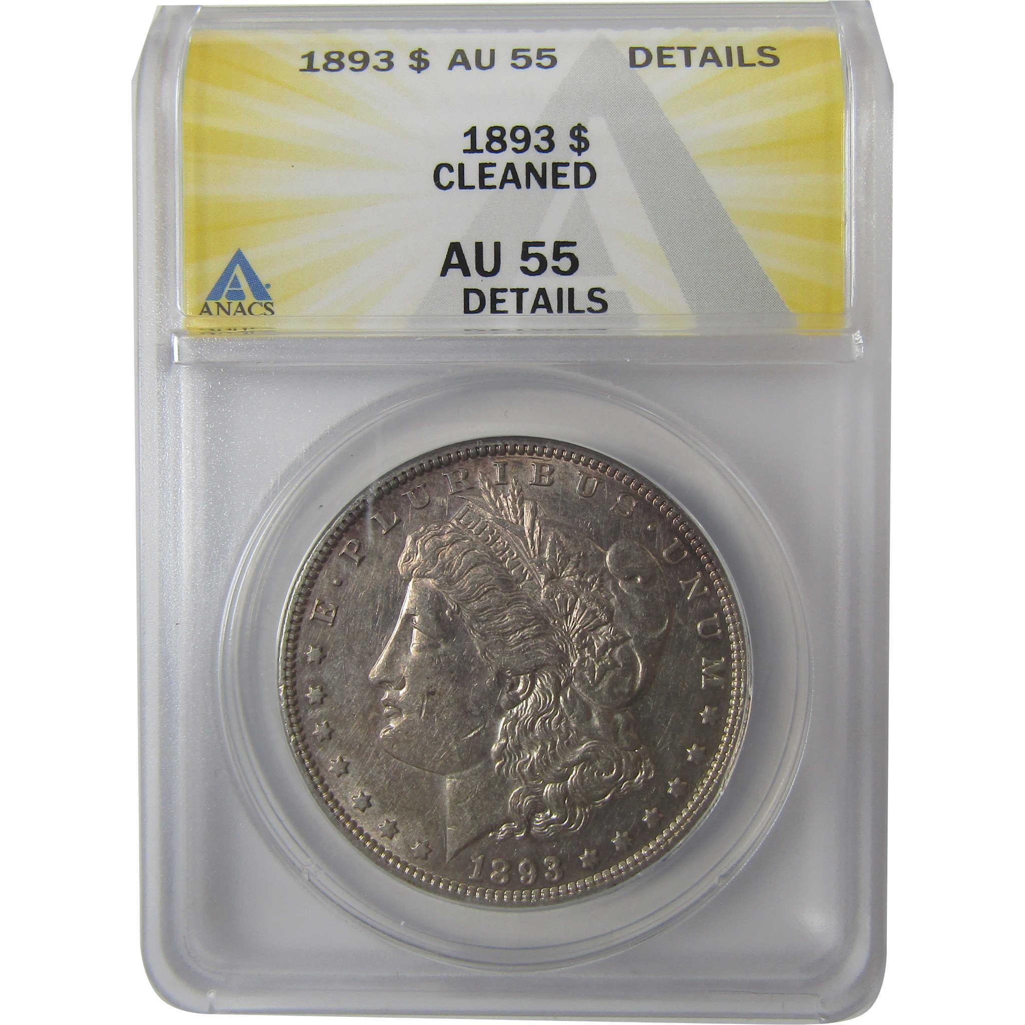 1893 Morgan Silver Dollar AU 55 Details ANACS $1 Coin SKU:I24459 - Morgan coin - Morgan silver dollar - Morgan silver dollar for sale - Profile Coins & Collectibles