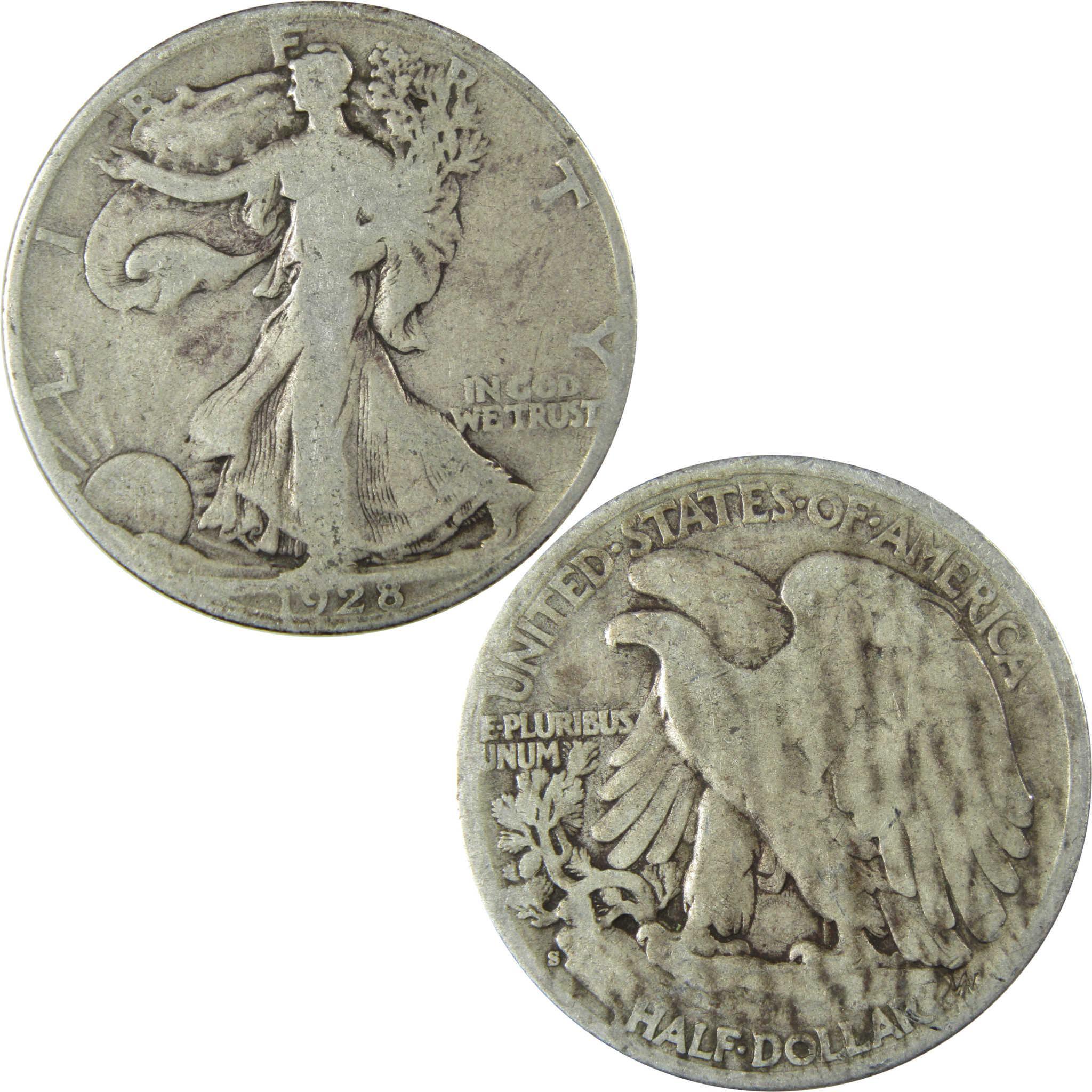 1928 S Liberty Walking Silver Half Dollar G Good 50c Coin SKU:CP510