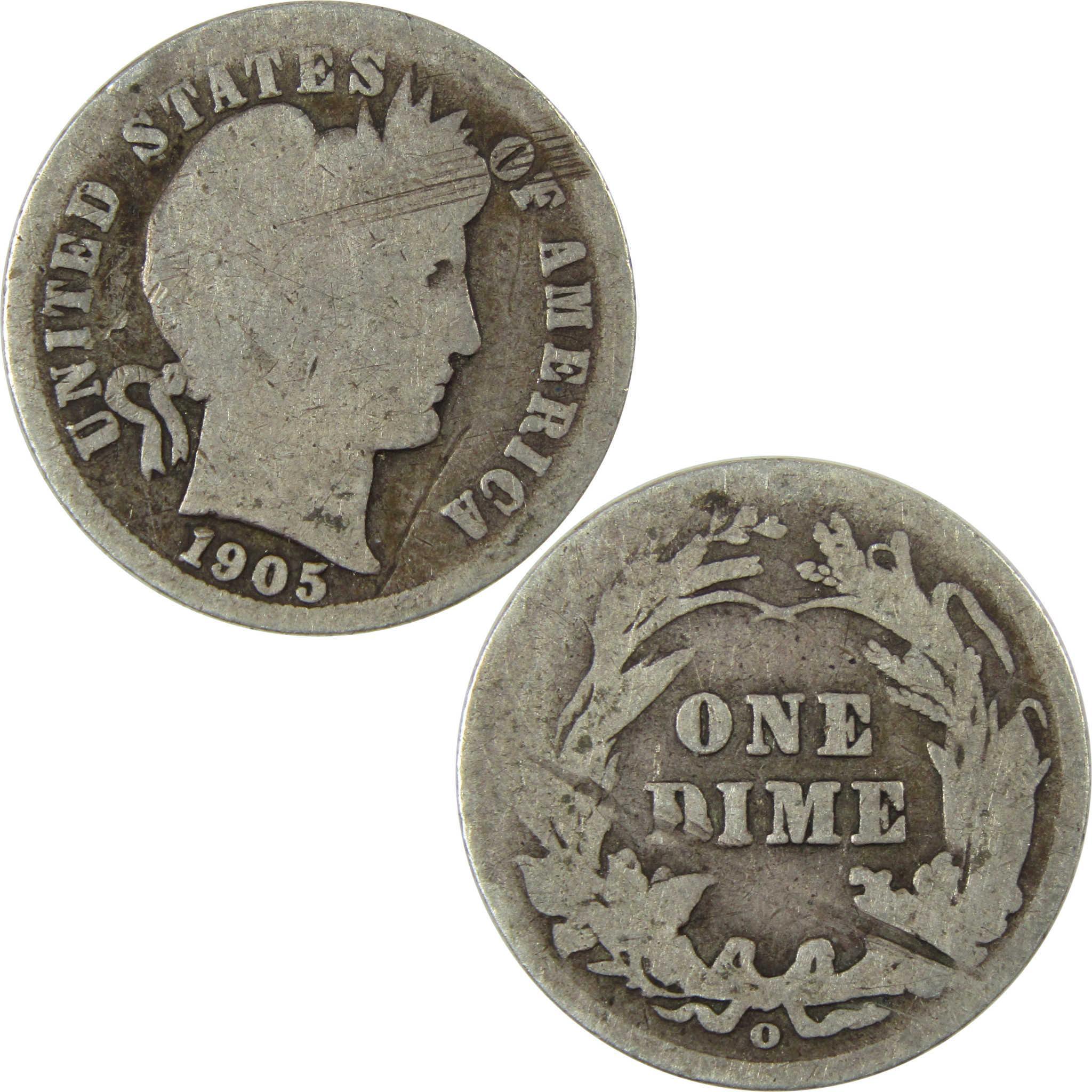 1905 O Micro O Barber Silver Dime AG About Good Details SKU:I26622