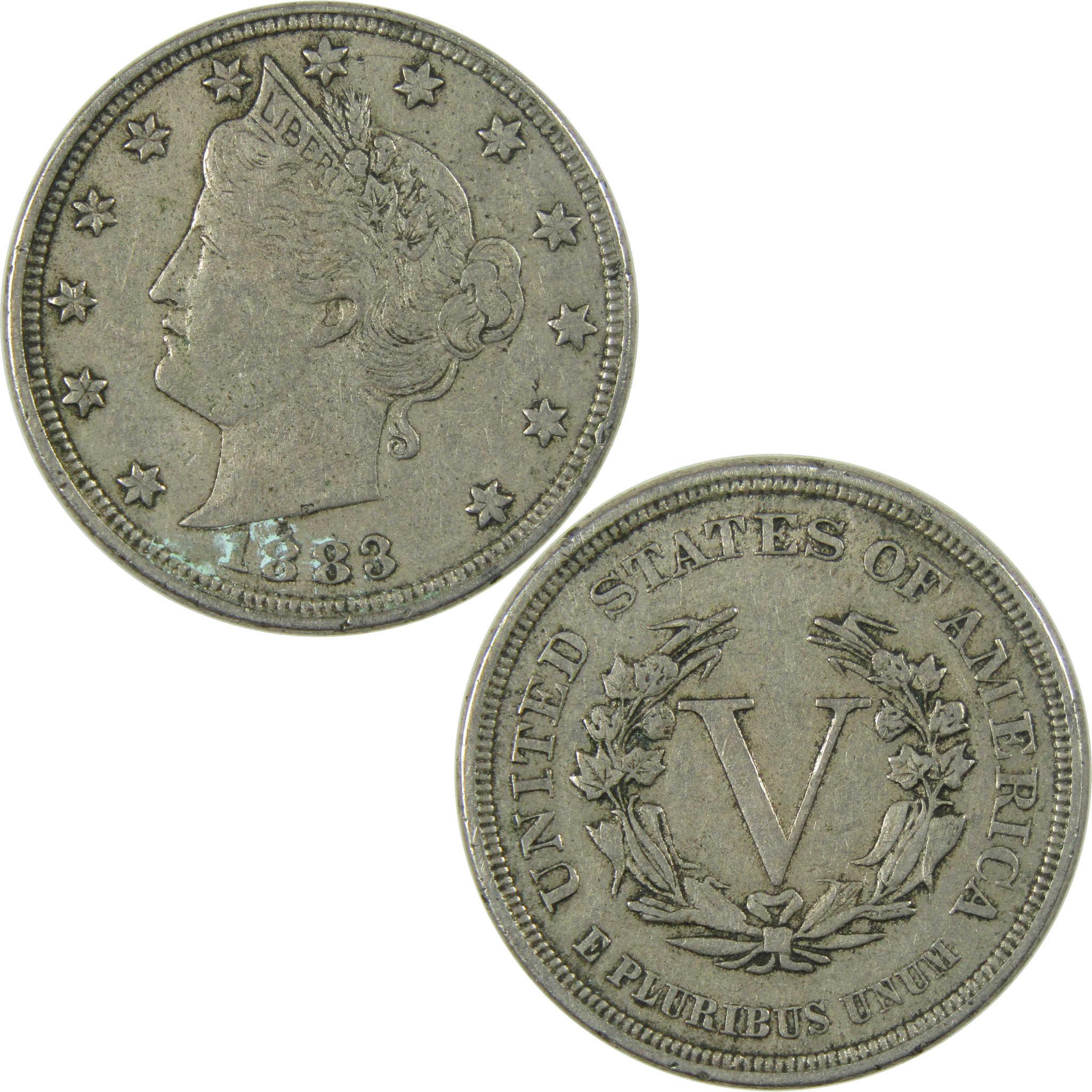1883 No Cents Liberty Head V Nickel VF Very Fine 5c Coin SKU:I27237
