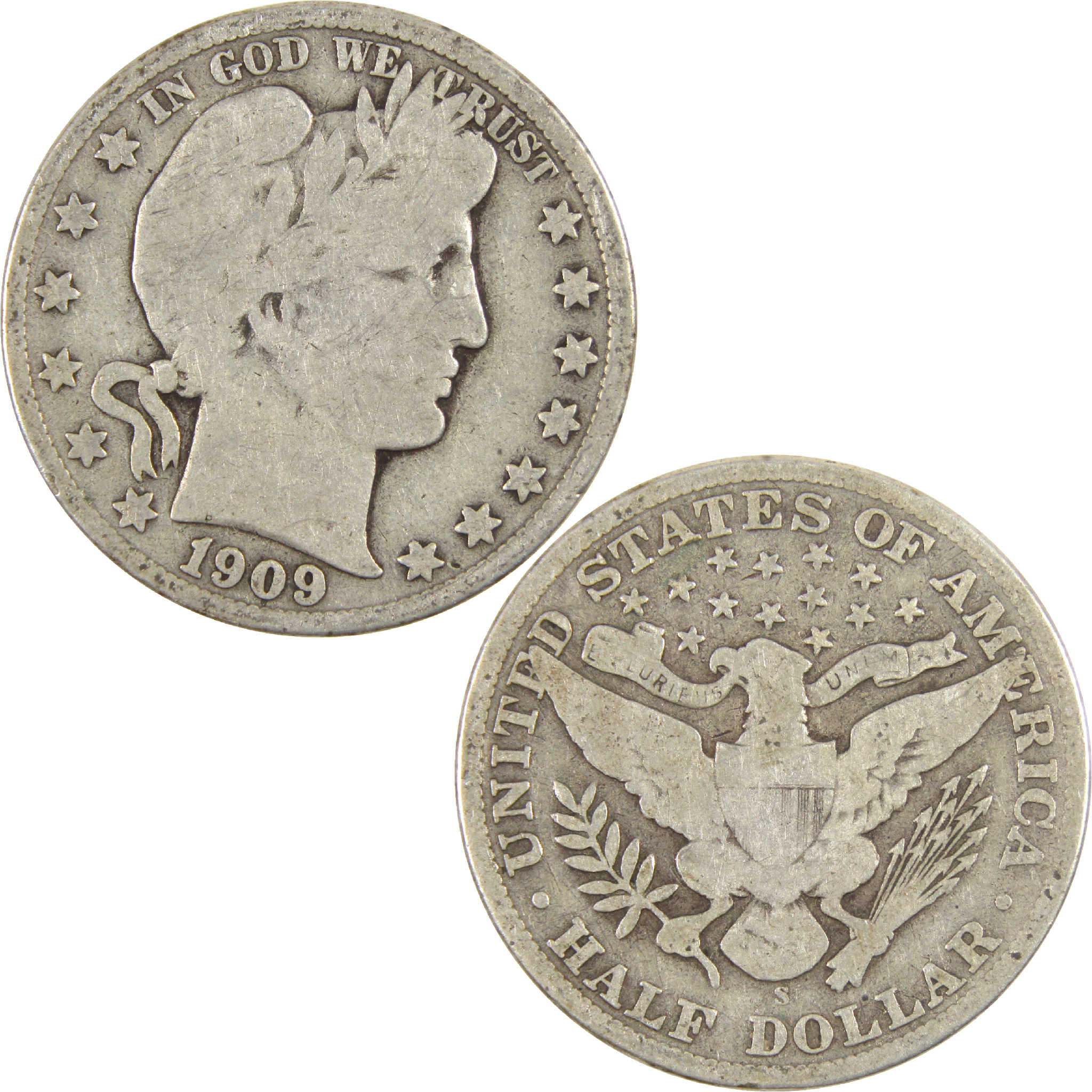 1909 S Barber Half Dollar G Good Silver 50c Coin