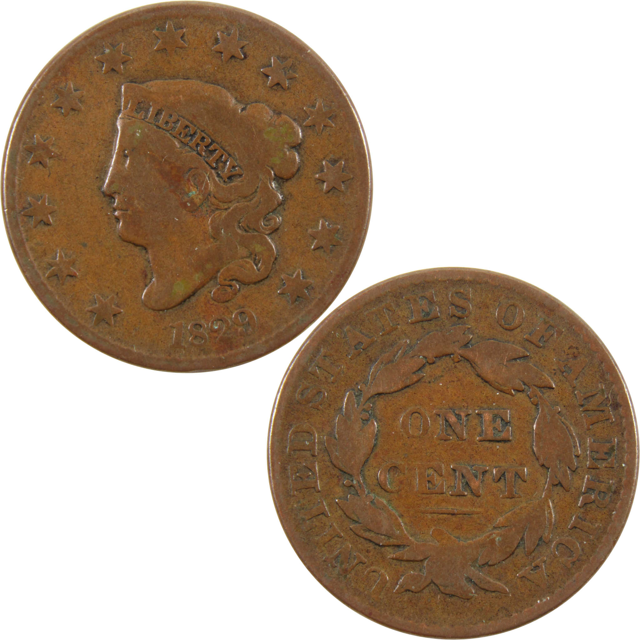 1829 Medium Letters Coronet Head Large Cent VG Very Good SKU:I10741