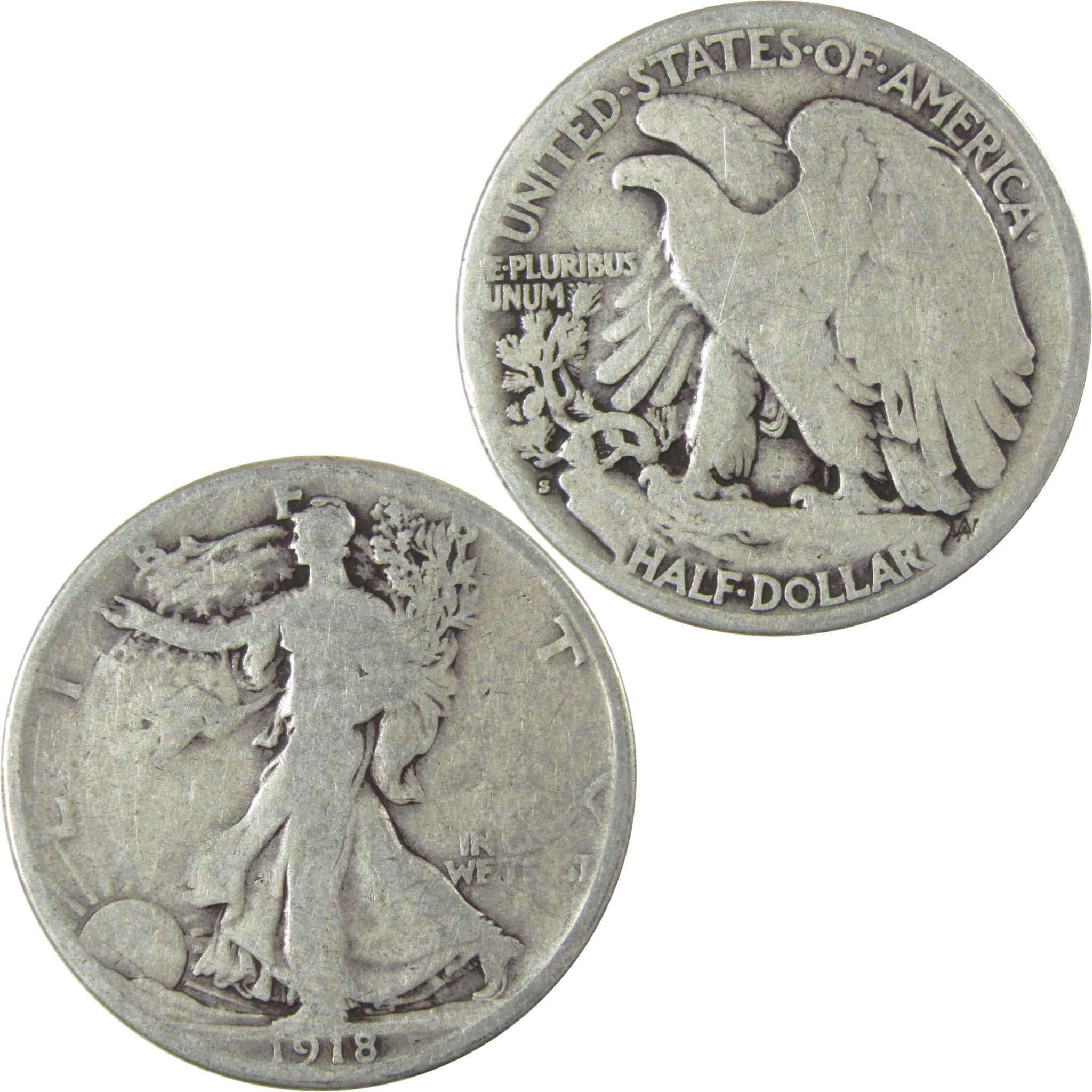 1918 S Liberty Walking Silver Half Dollar G Good 50c Coin SKU:CP520
