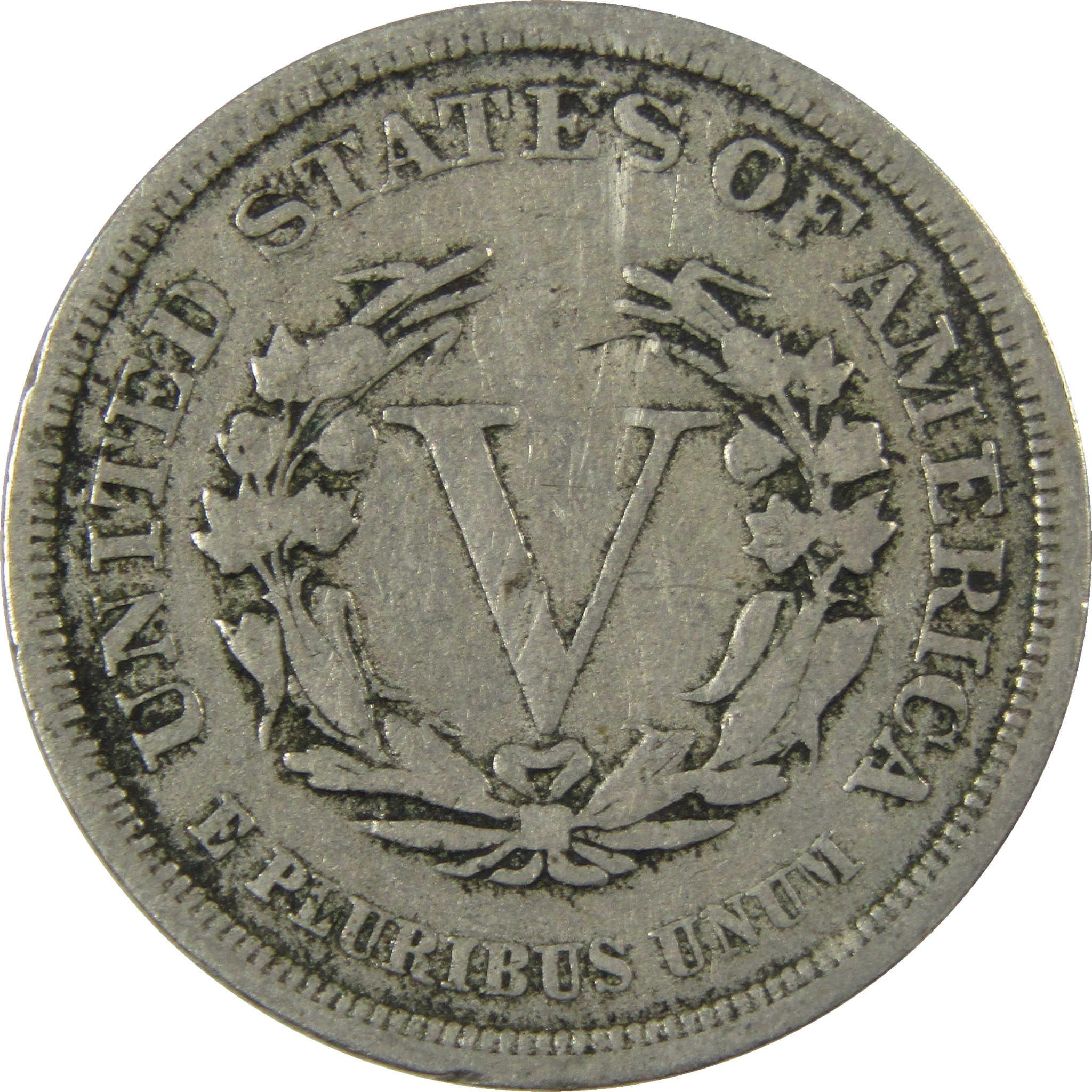 1883 No Cents Liberty Head V Nickel F Fine 5c Coin SKU:I27228