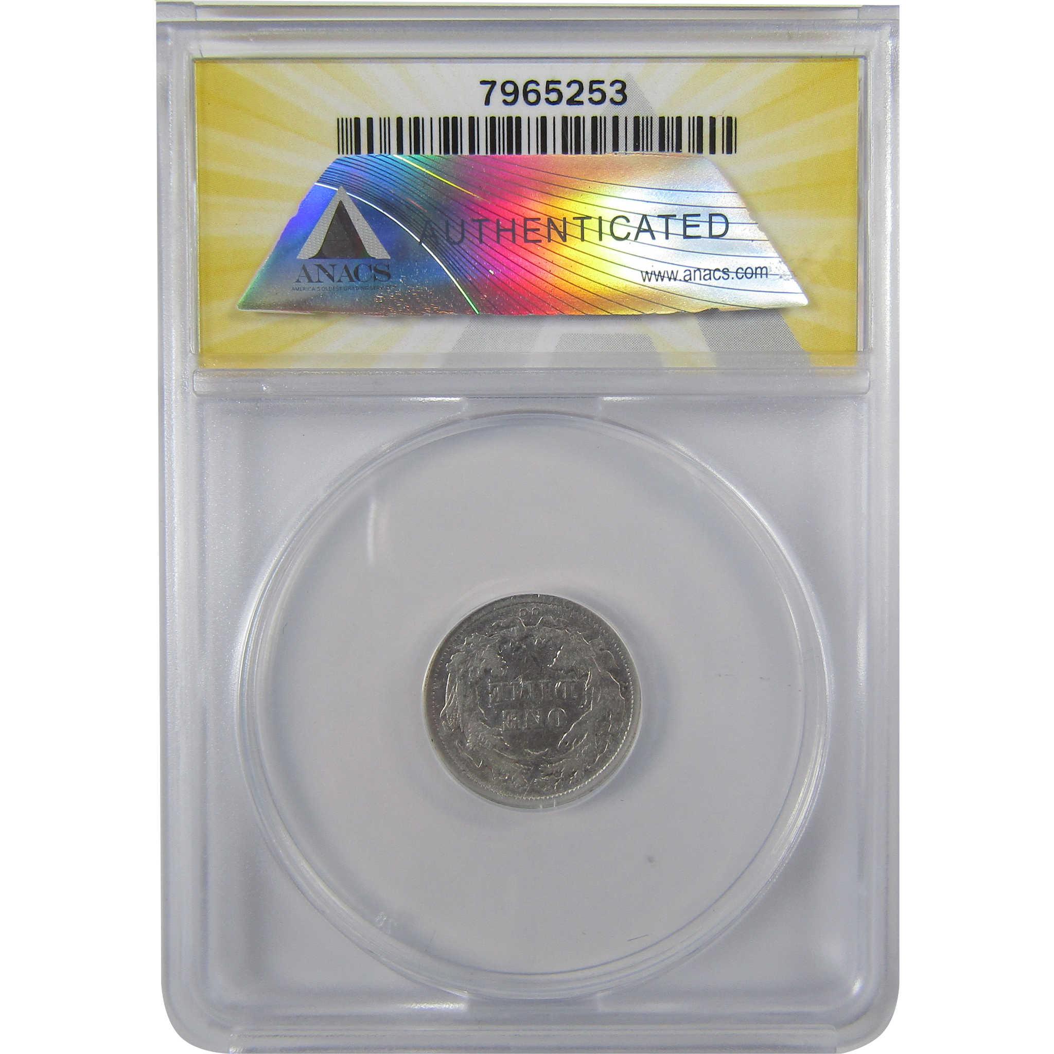 1875 CC Below Bow Seated Liberty Dime VF 25 Details ANACS SKU:I25493