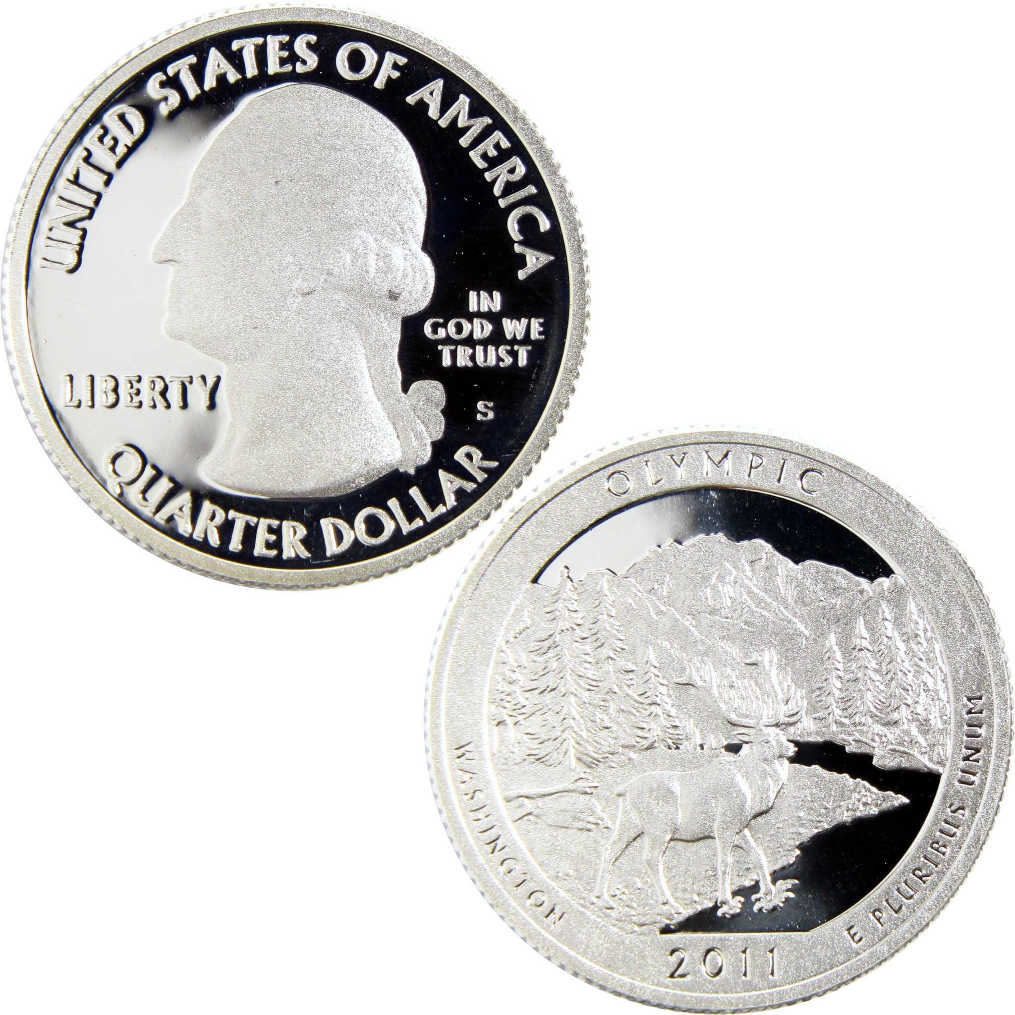 2011 Olympic National Park Washington quarter, collectible coin with deer and mountain design