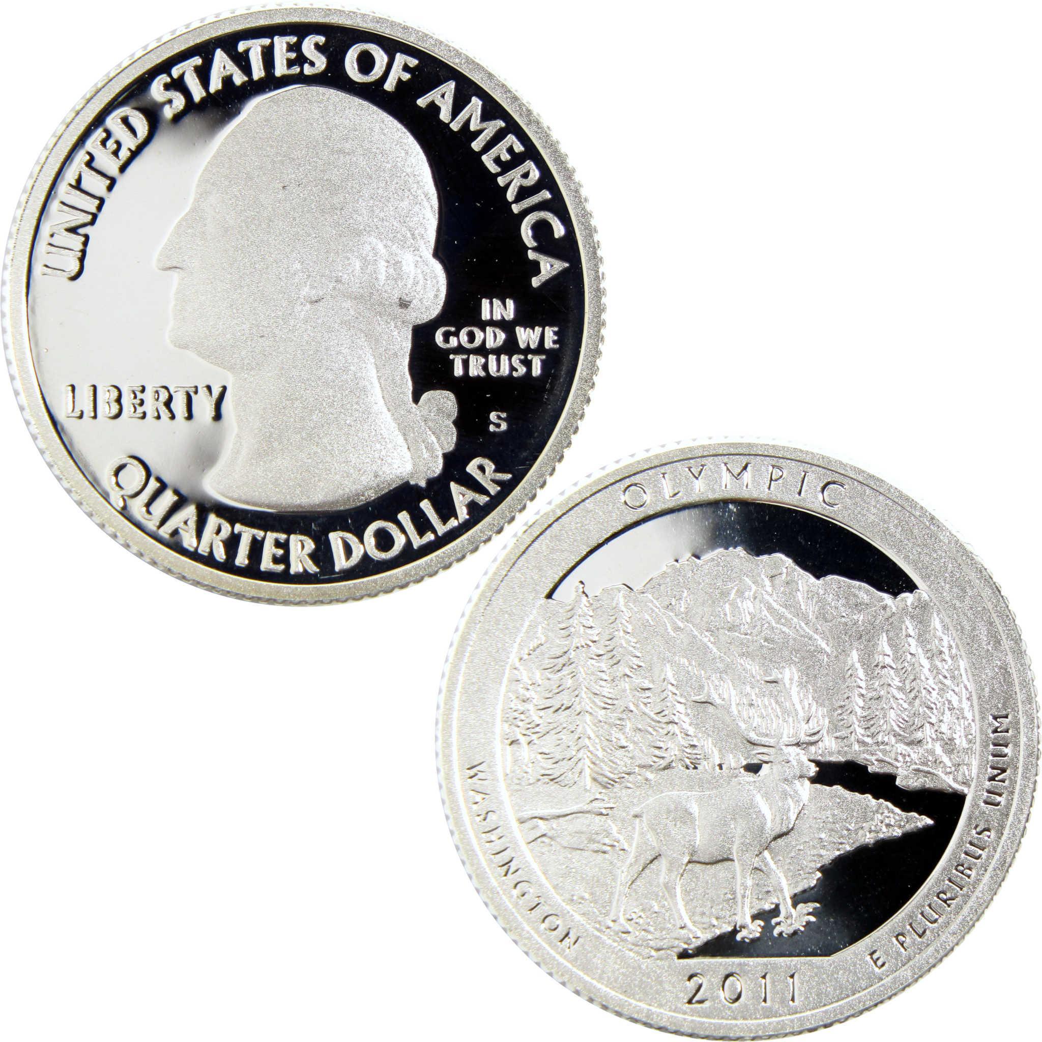 2011 Olympic National Park Washington quarter, collectible coin with deer and mountain design